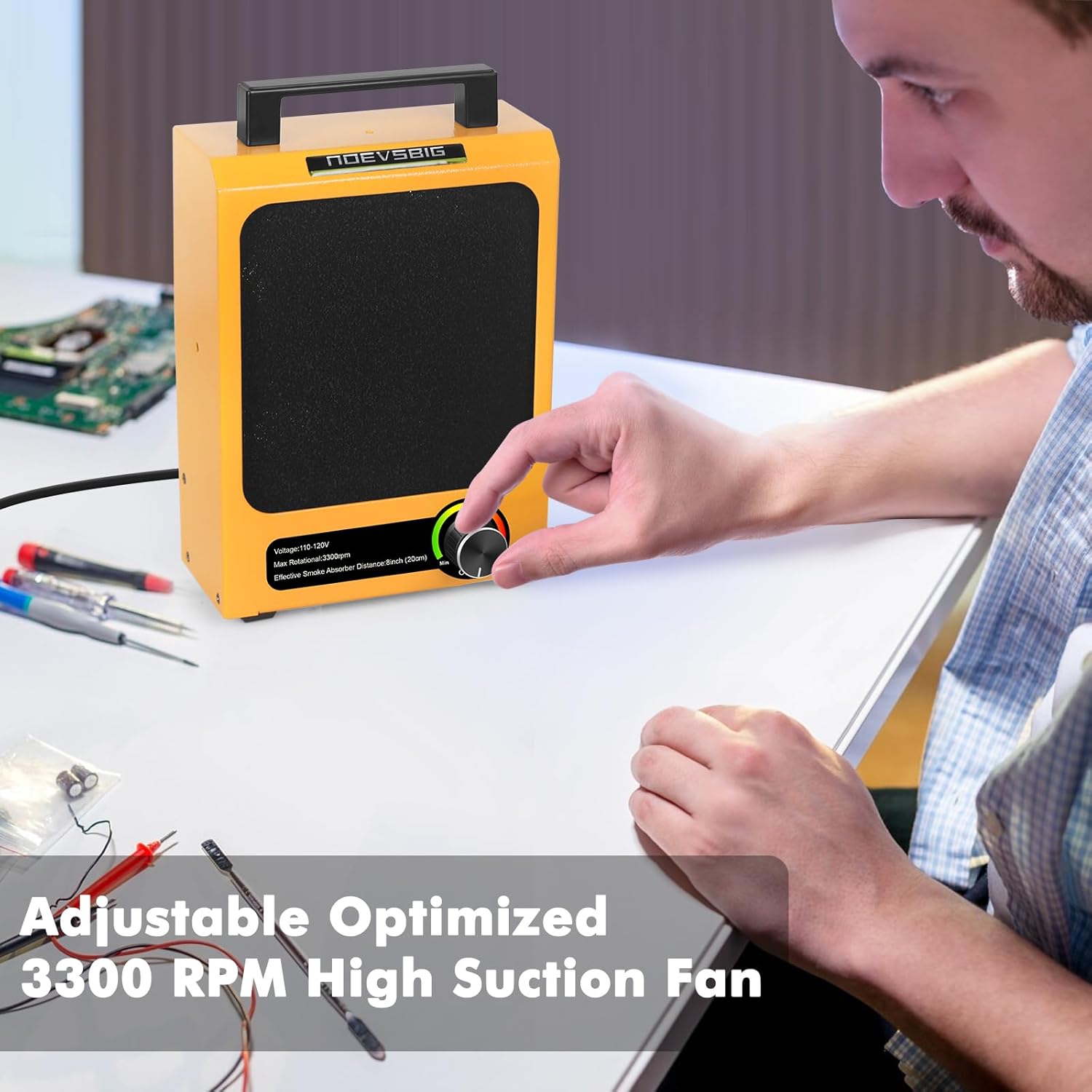 NOEVSBIG Fume Extractor, Adjustable Suction Power Solder Fume Extractor with 4 Carbon Filters, Soldering Fan for Soldering, Stained Glass, Laser Engraving, and DIY Projects