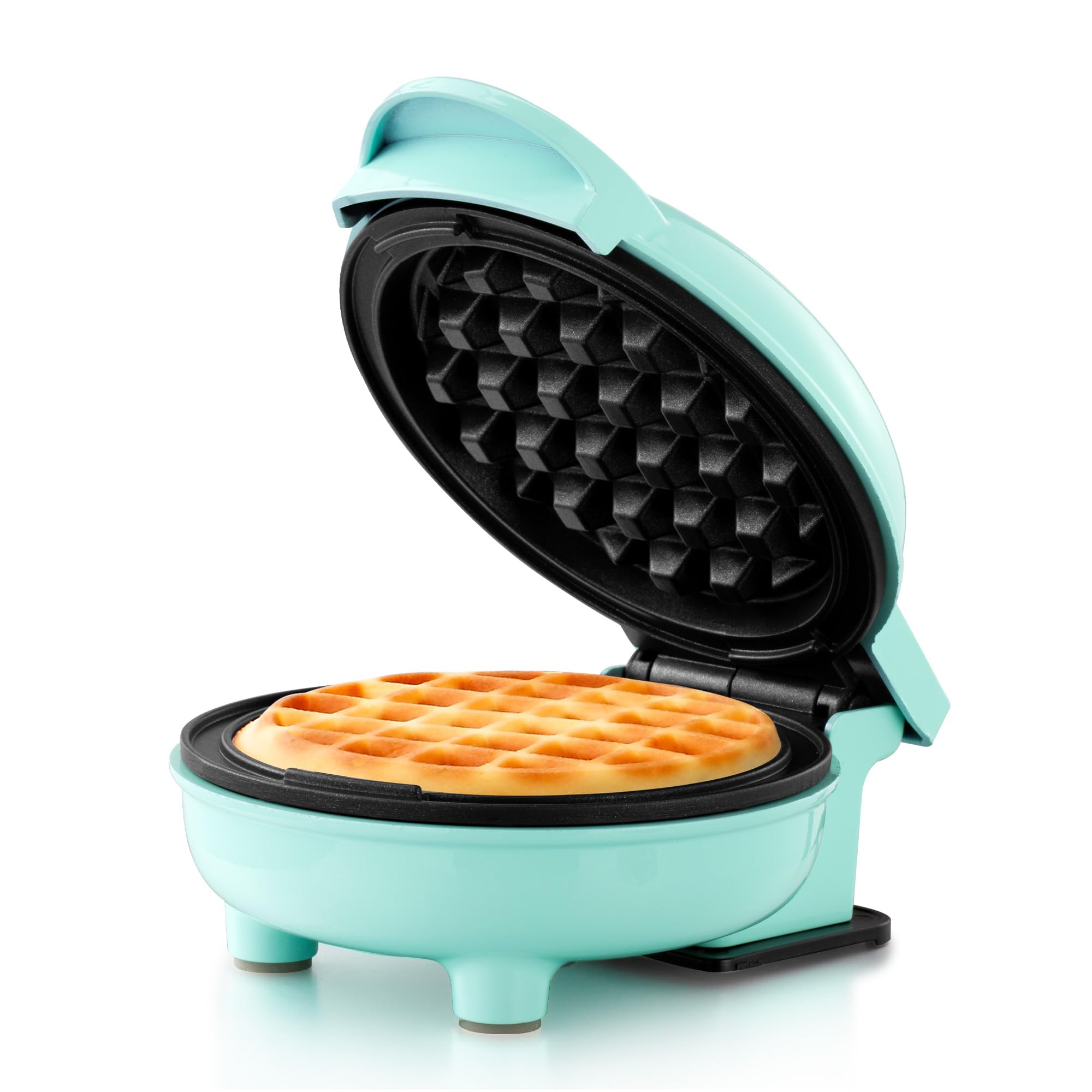 Holstein Housewares Personal/Mini Waffle Maker, Non-Stick Coating, Mint - 4-inch Waffles in Minutes, Ideal for Breakfast, Brunch, Lunch or Snacks
