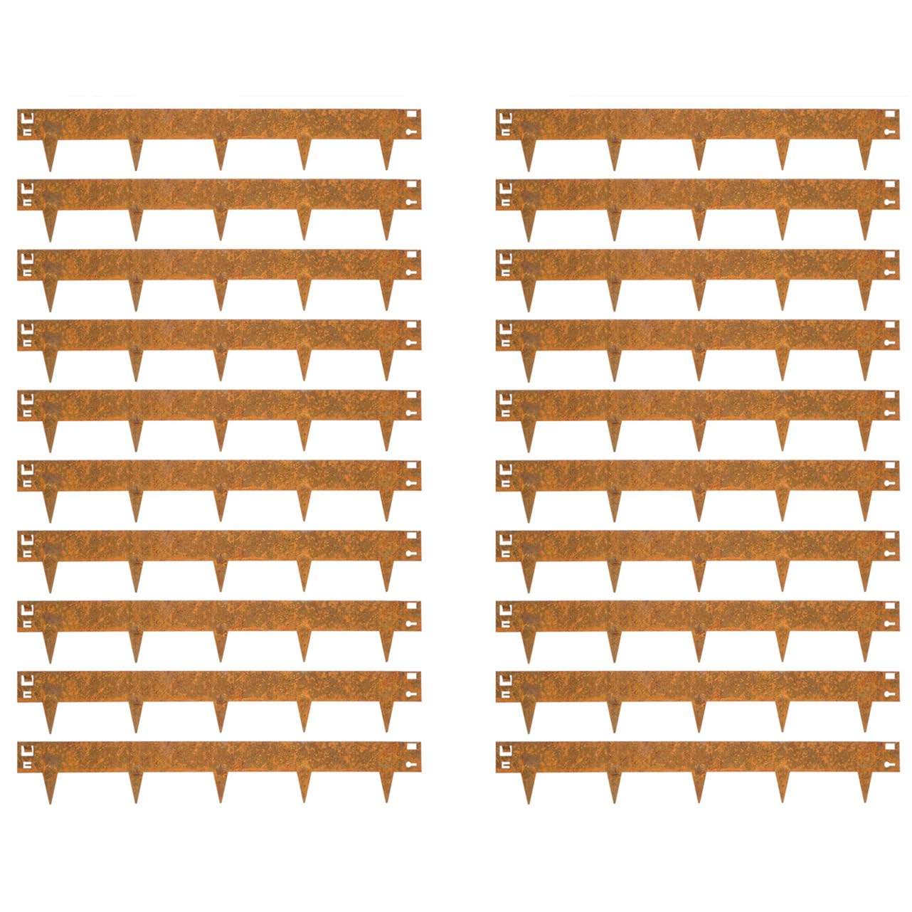 Wovar Acier corten Bordures de Jardin en Acier corten 16 x 106 cm Flexible - 20 Pièces