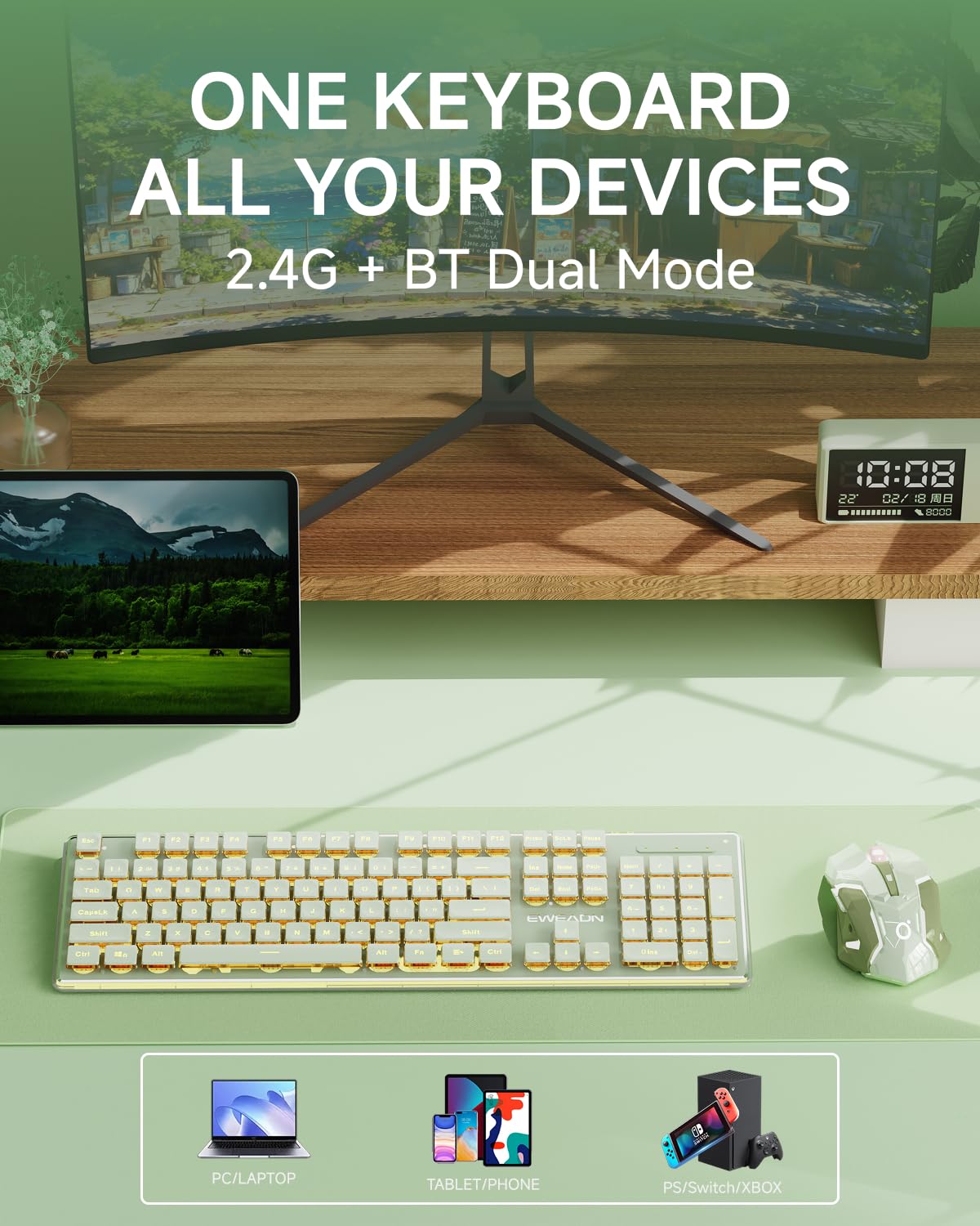 Keyboard and mouse connected to multiple devices