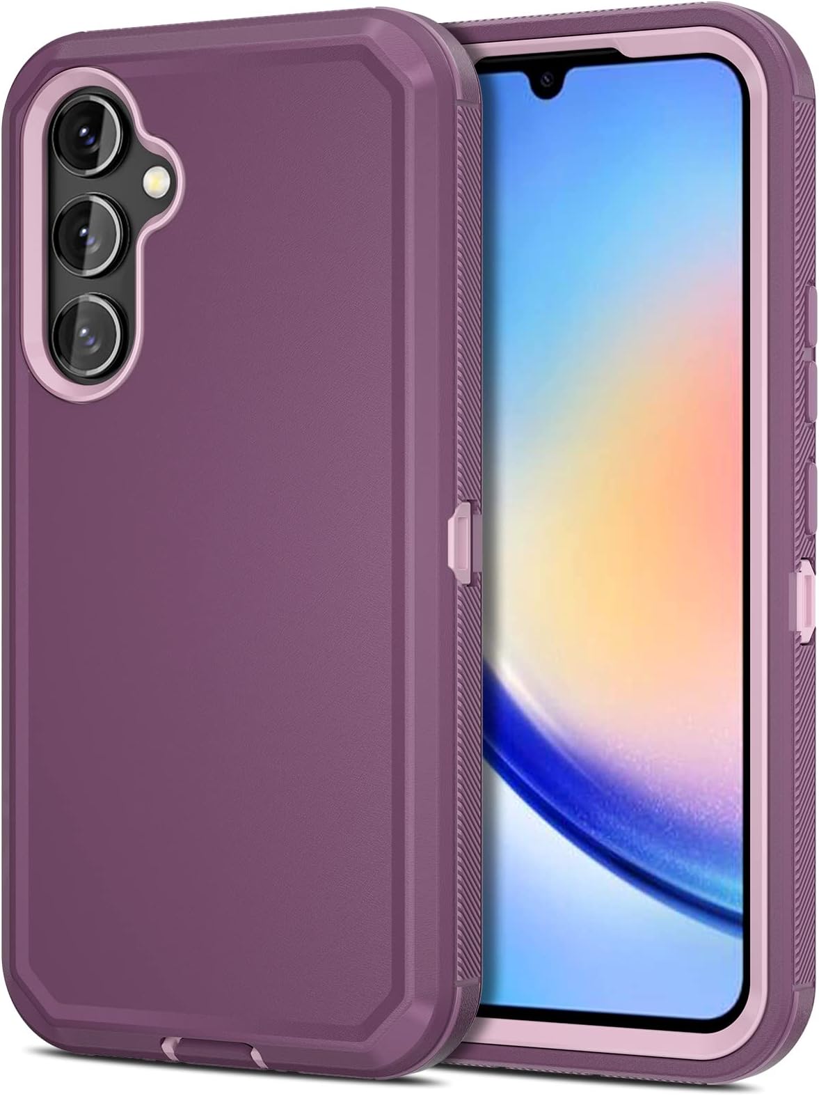 Jiunai Compatible with Samsung A34 5G Case, Galaxy A34 Case Shockproof Heavy Duty Dual Layer Drop Protection Sport Cover Hybrid Rugged Matte Phone Cover Case for Samsung Galaxy A34 5G 2023 Purple