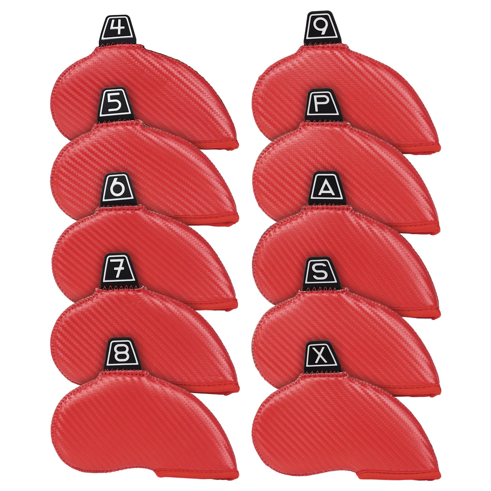 Craftsman Golf 10pcs/set Leather Neoprene Iron Headcovers Head Covers Protector Travel Case（Red