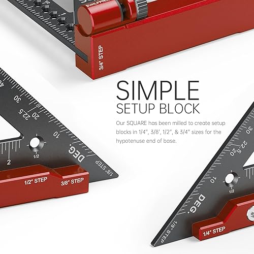 Miniatura 8 de SUNLFPROD Mini herramienta cuadrada de carpintero con tope abatible de 90 grados, pequeño carpintero cuadrado de precisión, maquinista de medición