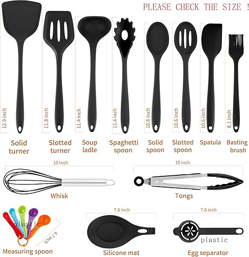 Miniatura 2 de Juego de utensilios de cocina de 18 piezas, juego de utensilios de cocina con soporte para utensilios, juego de espátula de silicona resistente al