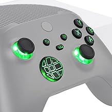 eXtremeRate Xbox Series X/Sコントローラーに対応用マルチカラー発光十字キーサムスティックスタートバックシェア、Xboxコアコントローラーに対応用クラシックシンボルボタンDTF LEDキット【ブラック】