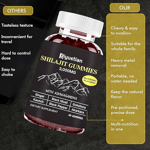 Miniatura 4 de Shilajit Gummies 3000MG Pure Himalayan Gold with Fulvic Acid Pure Shilajit for Men Supplements Natural Rejuvenation, Improve Endurance &