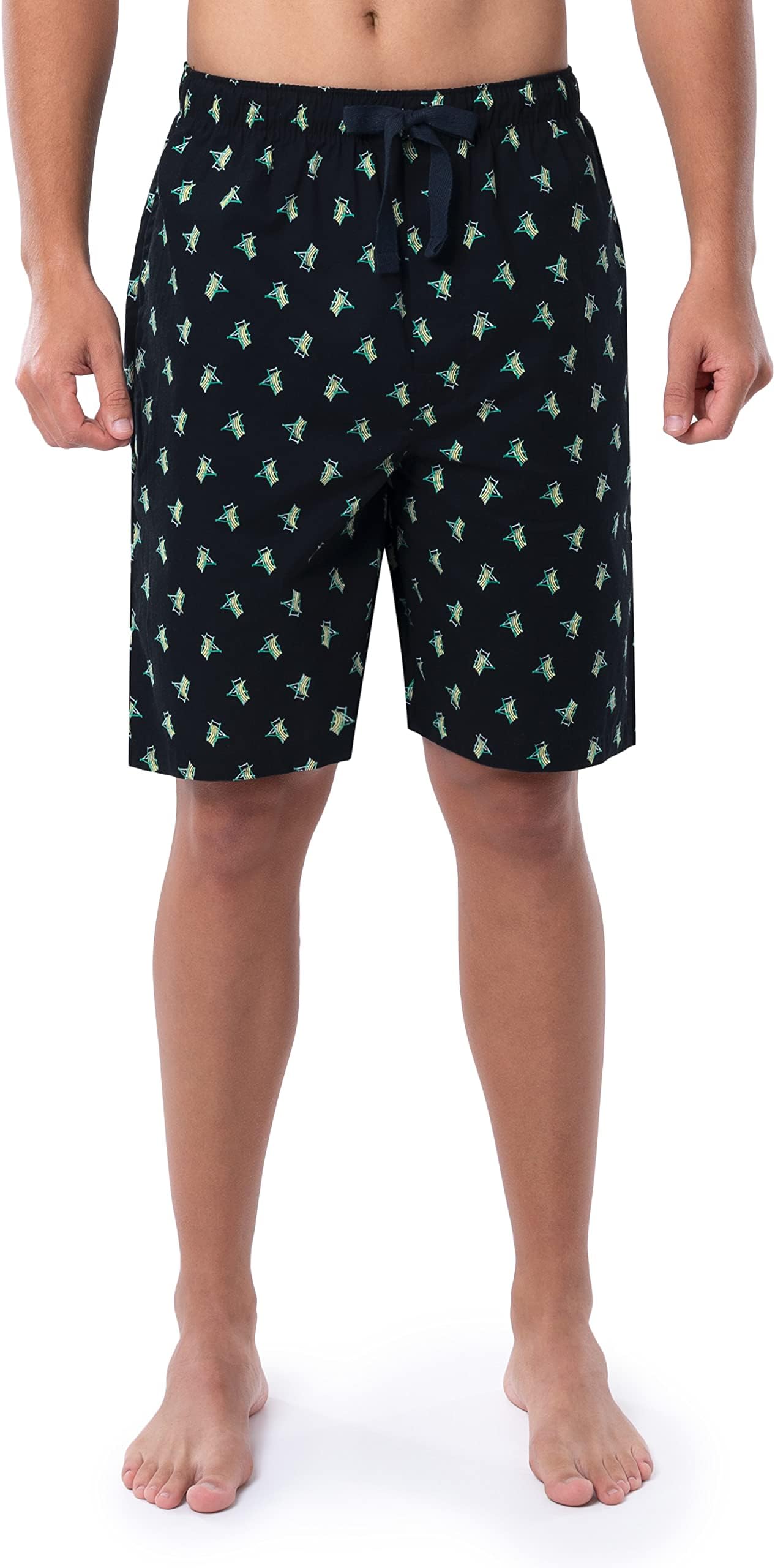 Men's Printed Poplin Relaxed Fit Drawstring Sleep Shorts