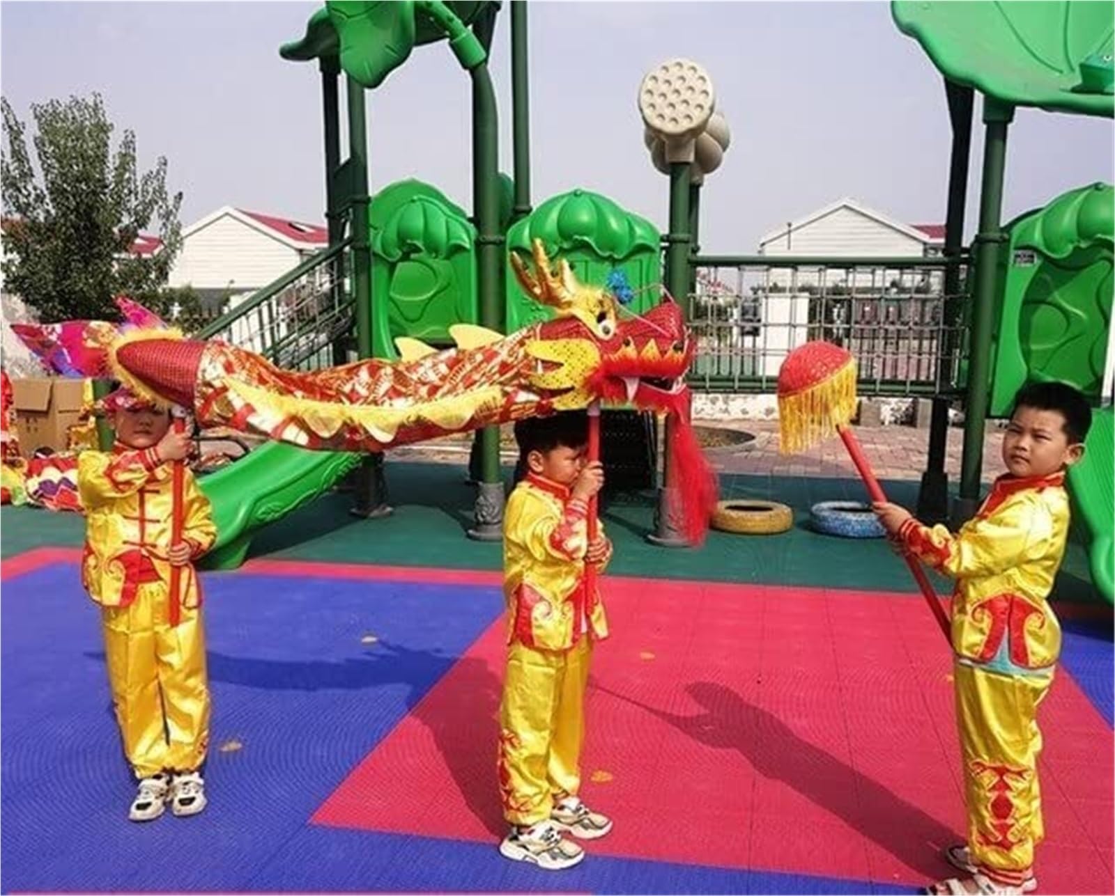 Drago Cinese per Feste 3 Metri di Puntelli for La Danza del Drago, Festival, Celebrazioni, Sport all'Aria Aperta, Stoffa Raso, Popolare Cinese Feste Cinesi in Italia