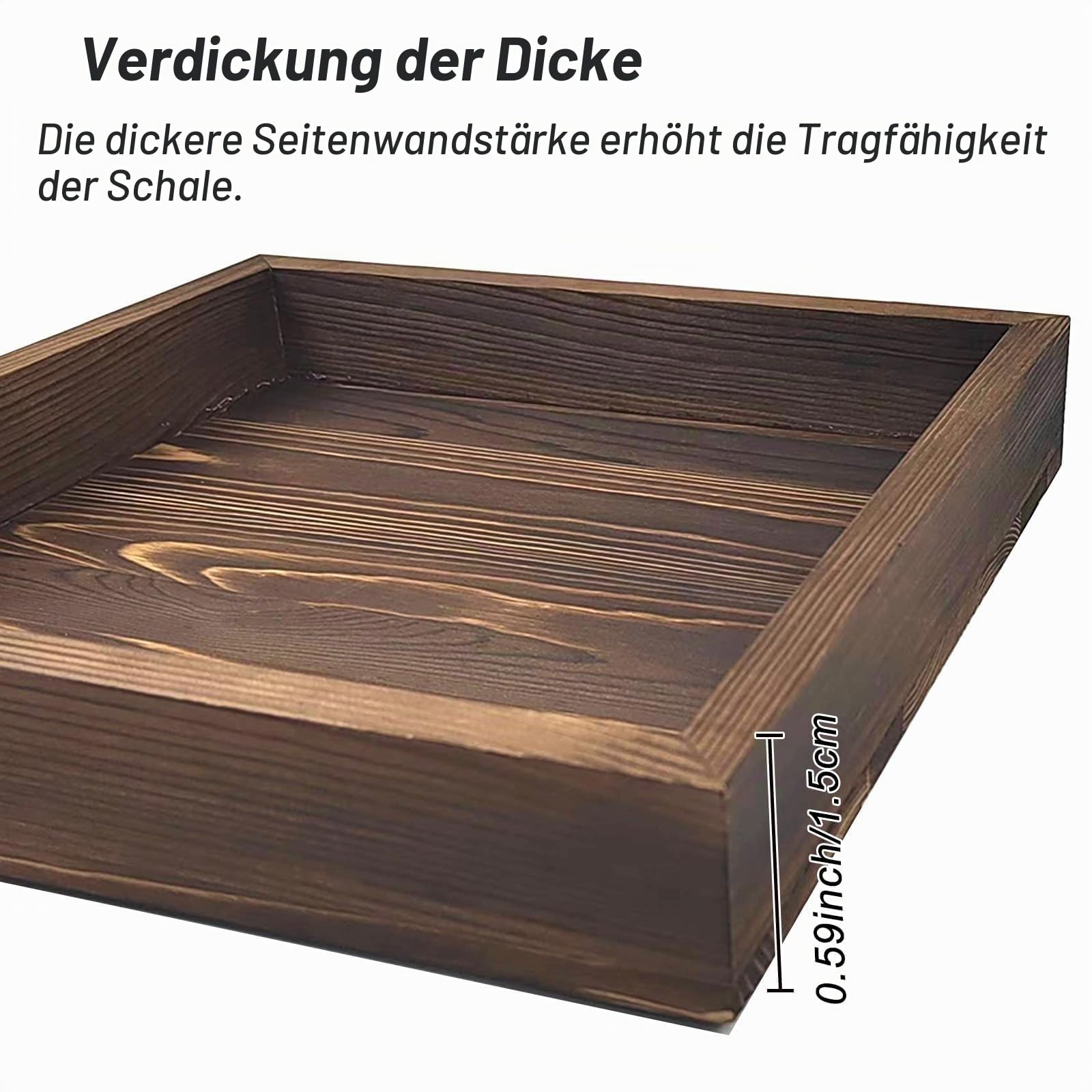 YEXEXINM 61 x 61 cm extra großes quadratisches Ottoman-Tablett, rustikales Serviertablett aus Holz, klassisches schwarzes Walnussholz, dekoratives Serviertisch für Wohnzimmer, Küche, Theke