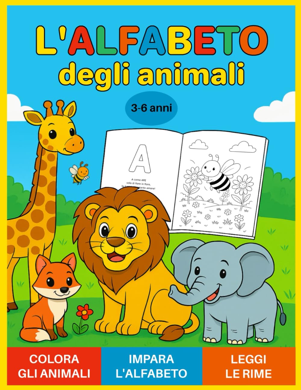 L'ALFABETO DEGLI ANIMALI | colora gli animali, impara l'alfabeto, leggi le rime: Un viaggio divertente e istruttivo tra lettere, animali e ... bambini dai 3 ai 6 anni. (Coloro & Imparo)