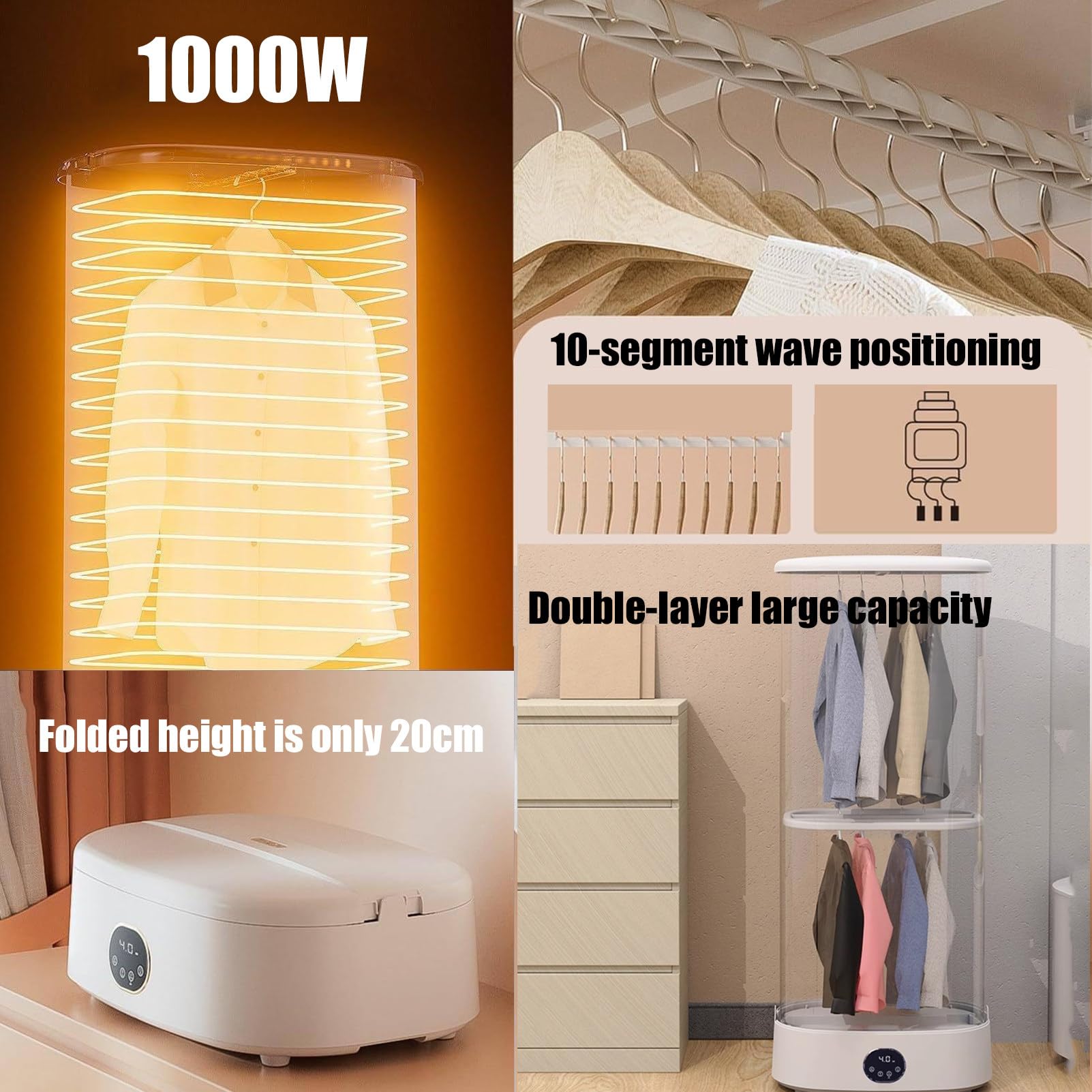 Mini Secadora De Ropa, PequeñA Secadora EléCtrica Plegable, Secadoras Con Bomba De Calor, Secadora PortáTil Para Apartamentos, De Viaje Con FuncióN De Temporizador Y Control Remoto