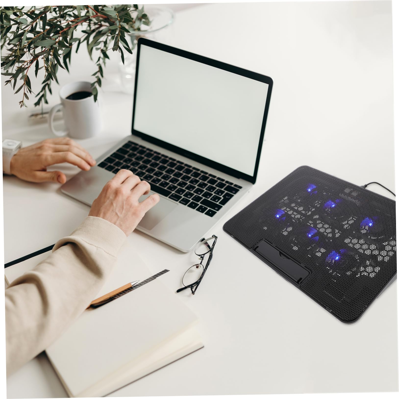 jojofuny Support pour Ordinateur Portable 15 6 Pouces Refroidisseur Et Coussin De Refroidissement Ventilateur USB Silencieux Réglable en Hauteur