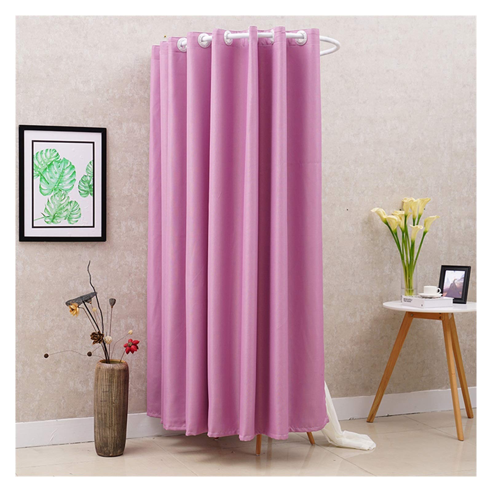 Paravent de confidentialité violet en forme de U pour vestiaire mobile de centre commercial