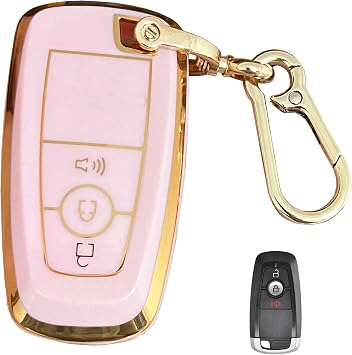 Keyless Entry Remote for Ford Key Fob Cover Protective Shell Fits for Ford Edge Escape Expedition Explorer Fusion Mustang Ranger F-150 F-250 3-Button-Pink