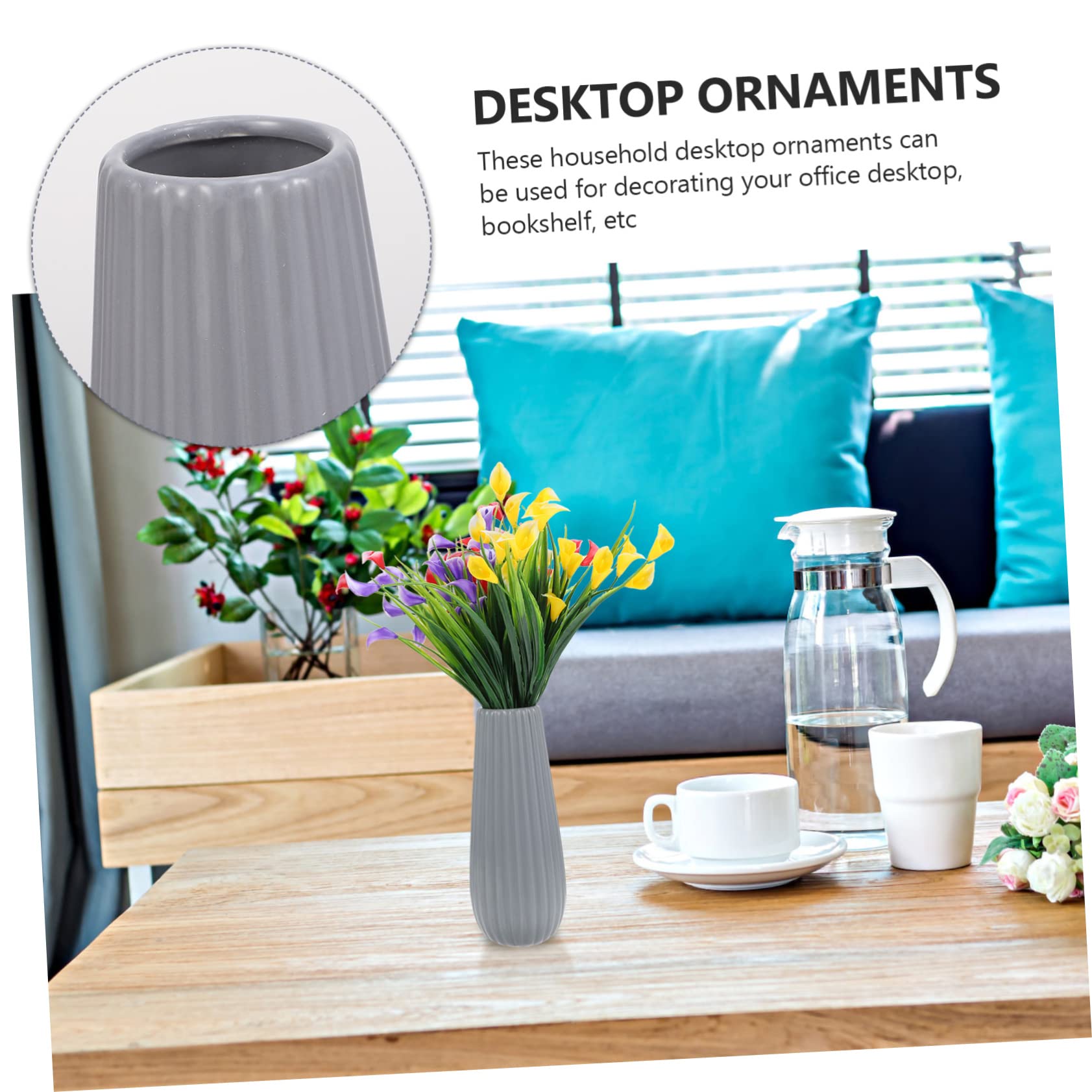 Jarrón de Cerámica Mediterráneo para Flores, 2 Piezas | Acabado Mate, Diseño Creativo y Delicado, para Salón u Oficina, Adorno Buena Textura