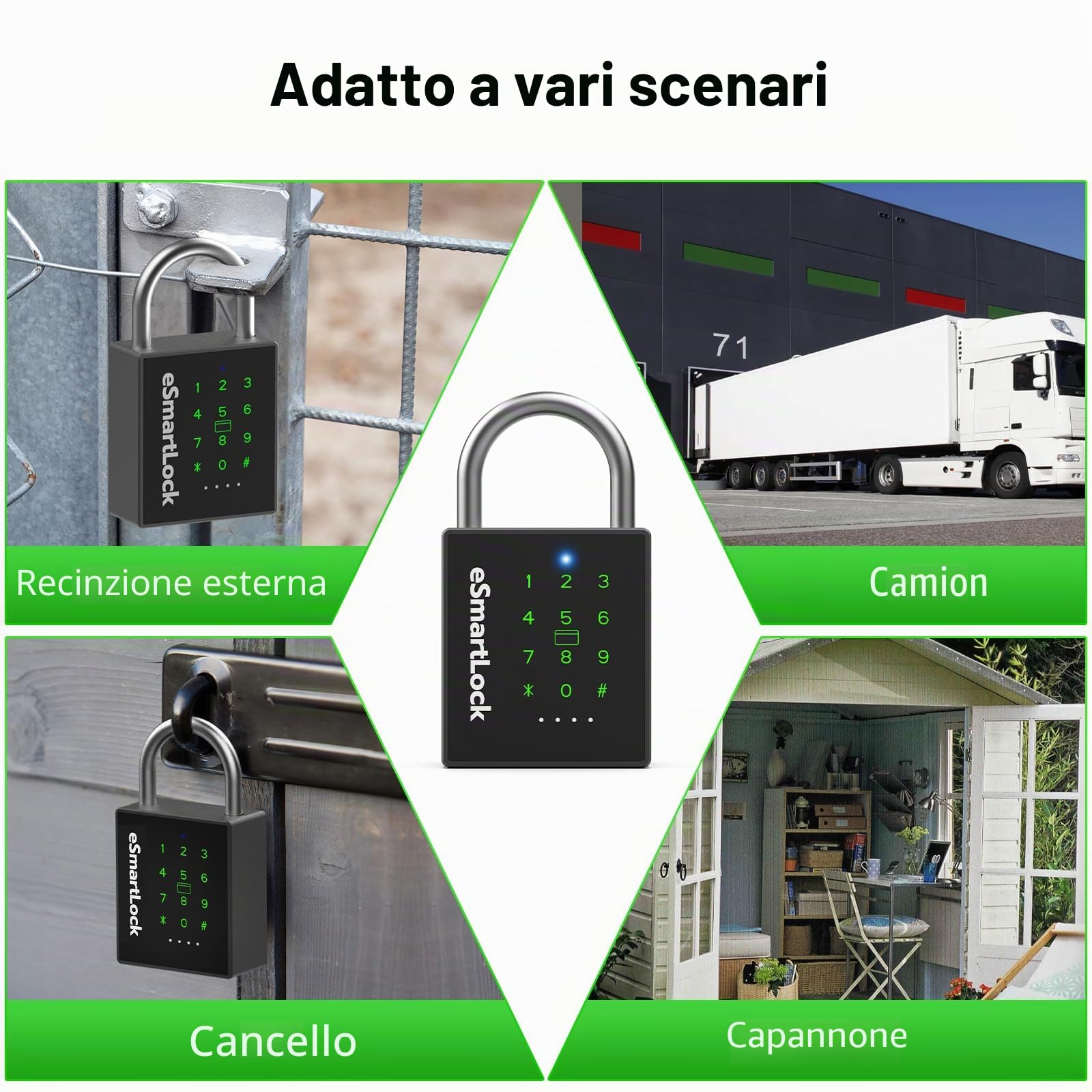 Lucchetto a combinazione con codice numerico, chiave NFC RFID eLinkSmart, resistente agli agenti atmosferici, per armadietti, cancelli, recinzioni, 1000 utenti di app cellulari o iOS Watch