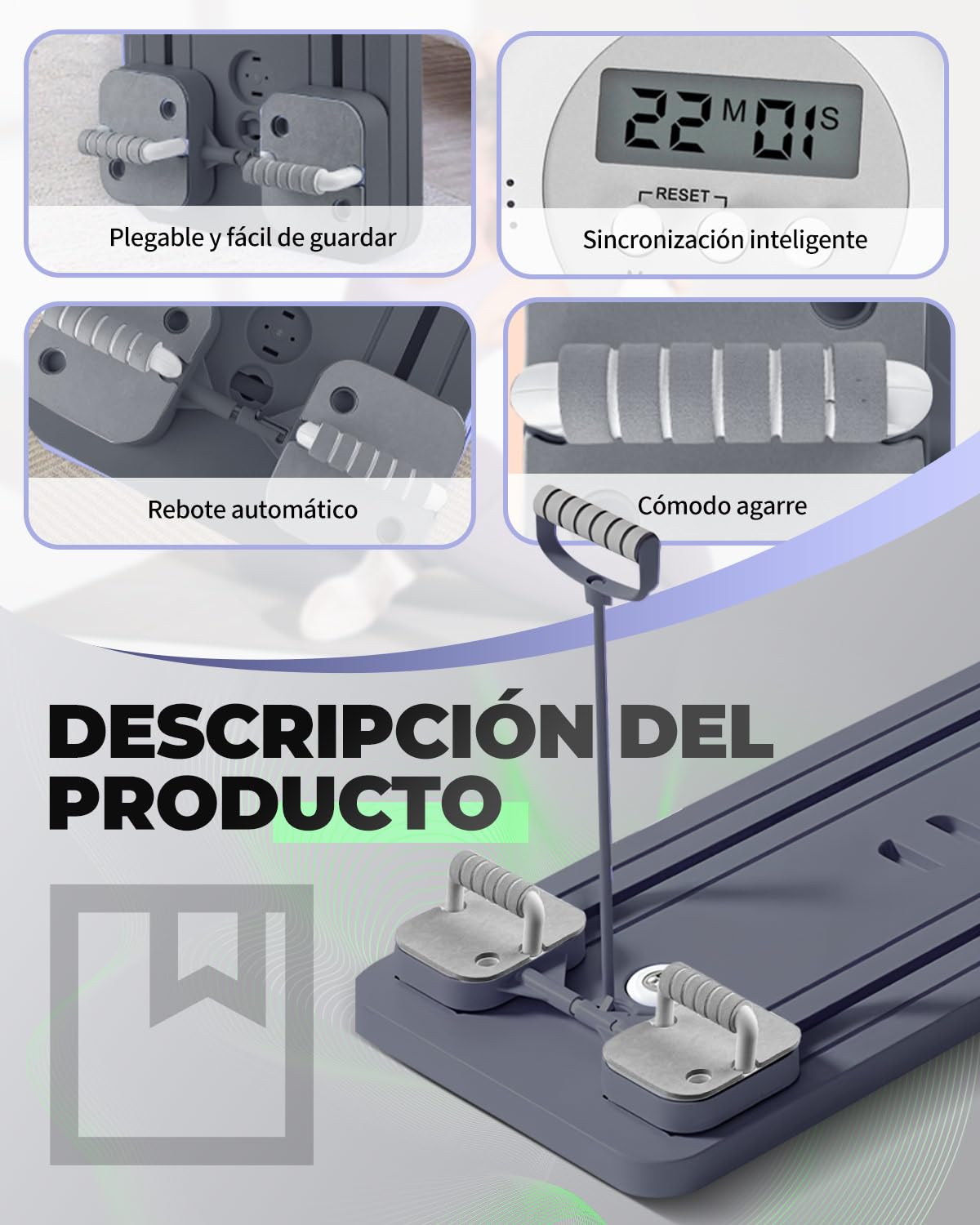 Pilates Board, Tabla de Pilates Multifuncional con Conteo Inteligente y Asas Intercambiables, Ejercicios en Ángulo para un Entrenamiento Preciso de Grupos Musculares, Hogar y Gimnasio