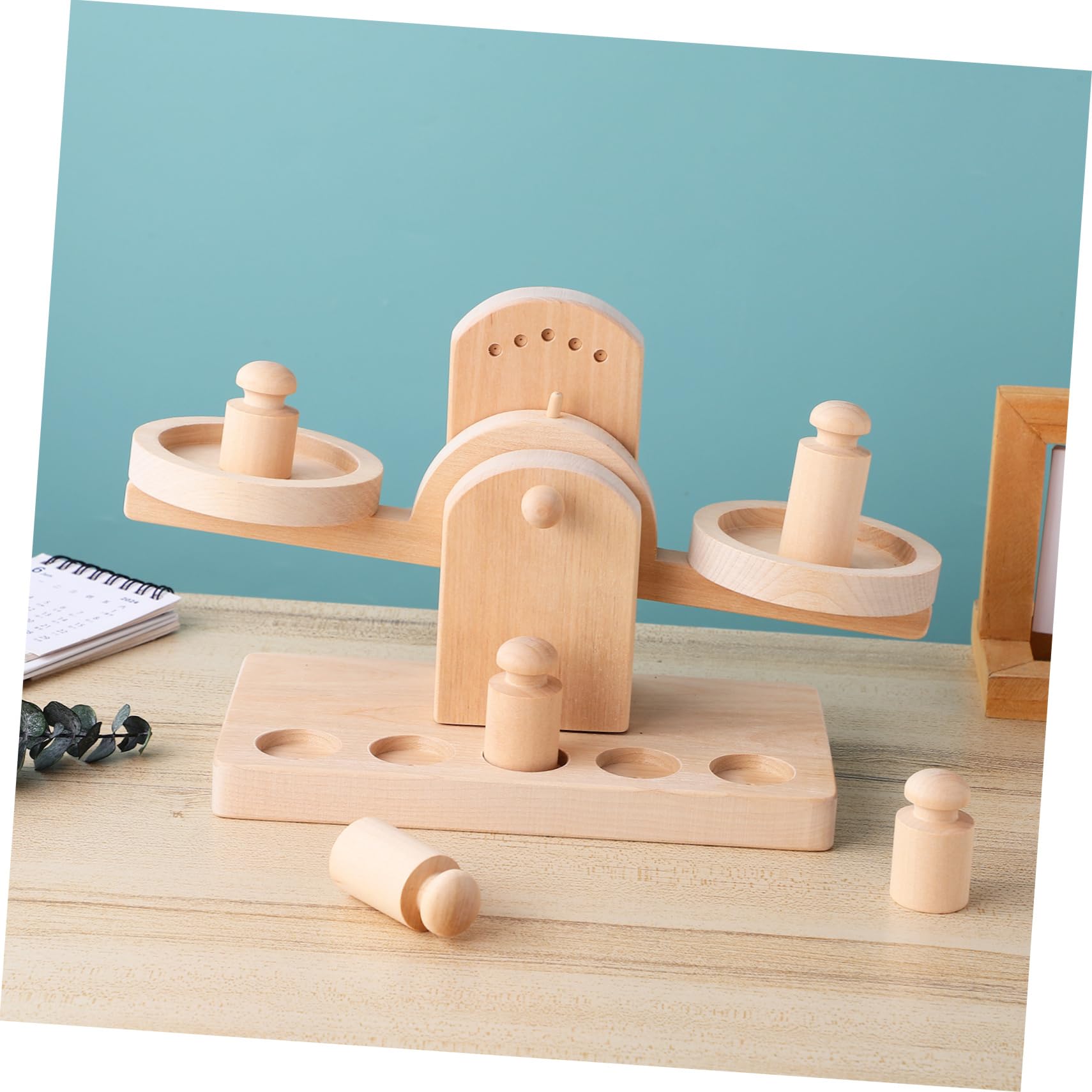 Bilancia in Legno Gioco Educativo Montessori per Ragazzo Ragazza e Studenti | Materiale Matematico Montessori, Superficie Rotonda Liscia, Gioco da Tavolo Educativo per Regalo