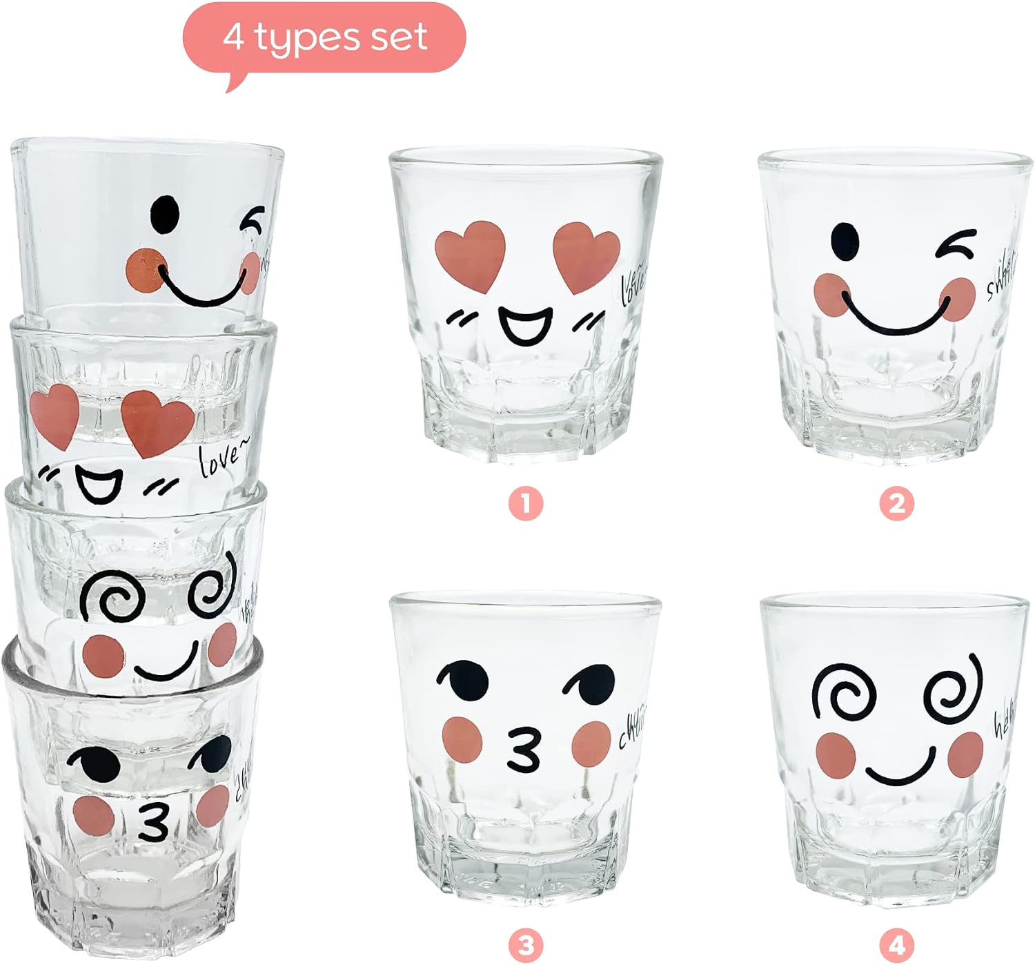 ADDY & PLUSY Korean Lovely Soju Shot Glasses 4pcs
