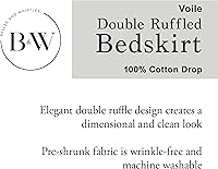 Vista 3 de Belles & Whistles Falda de cama con volantes de doble gasa, con capas de algodón, longitud de caída de 15 pulgadas, Queen, color blanco