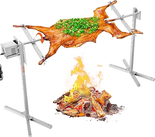 VEVOR Kit de parrilla eléctrica para barbacoa, capacidad de 56 pulgadas, 132 libras, motor automático de 52 W, altura ajustable, soporte universal disponible en Yaxa Costa Rica