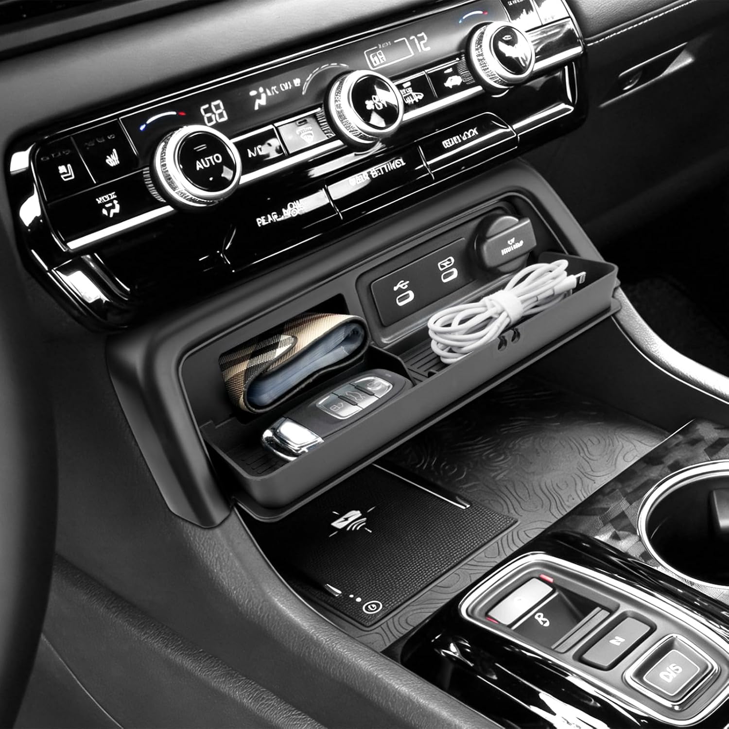 2026 Passport Center Console Organizer for Honda Passport (RTL/RTL Towing/RTL Blackout/TrailSport/Blackout/Elite), Durable ABS Plastic&Anti-Slip Console Tray Insert 2026 Passport Accessories
