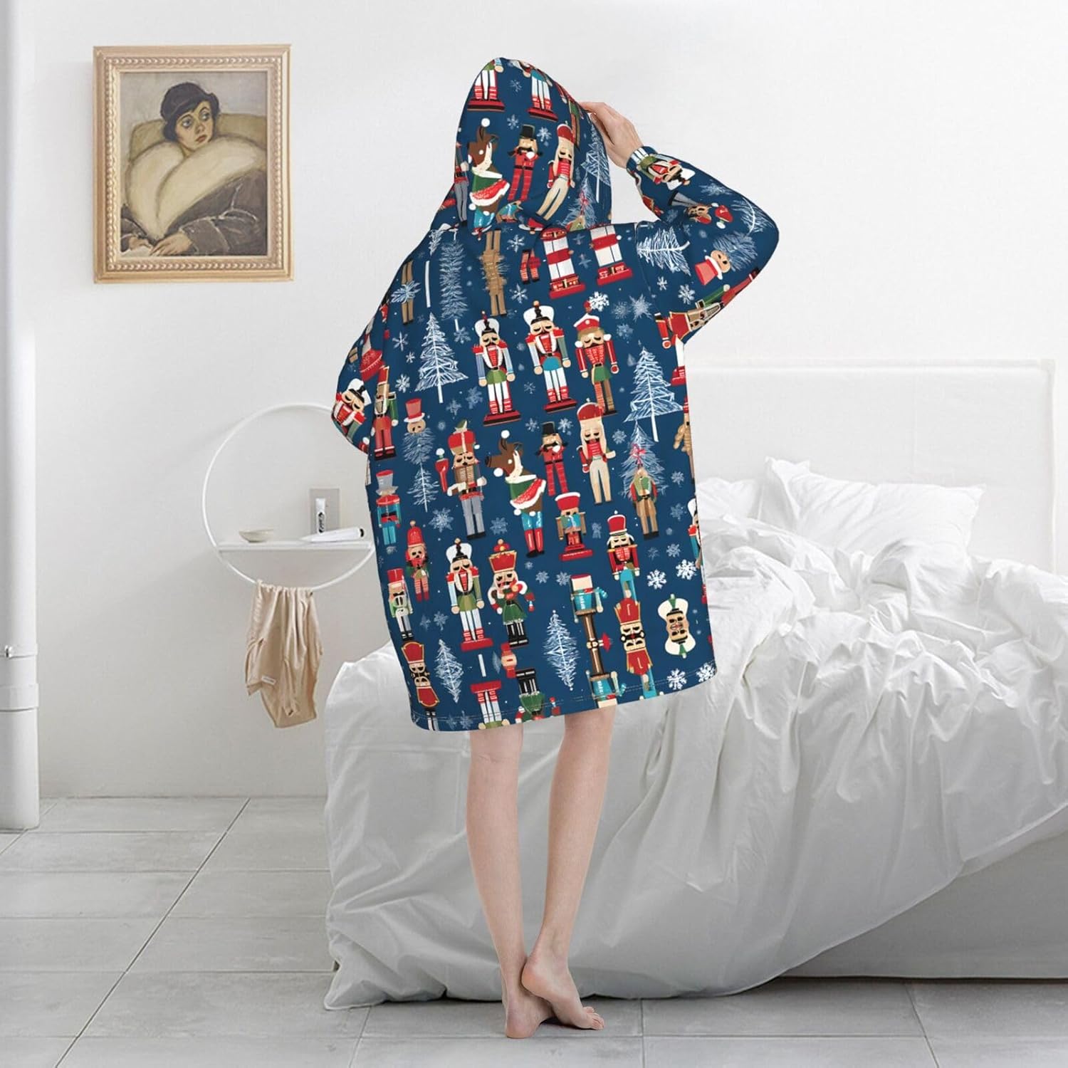 MUSM Women'S Nutcracker Ballet Xmas Dance Print Blanket Hoodie Fleece Sweatshirt Blanket With Sleeves And Pockets