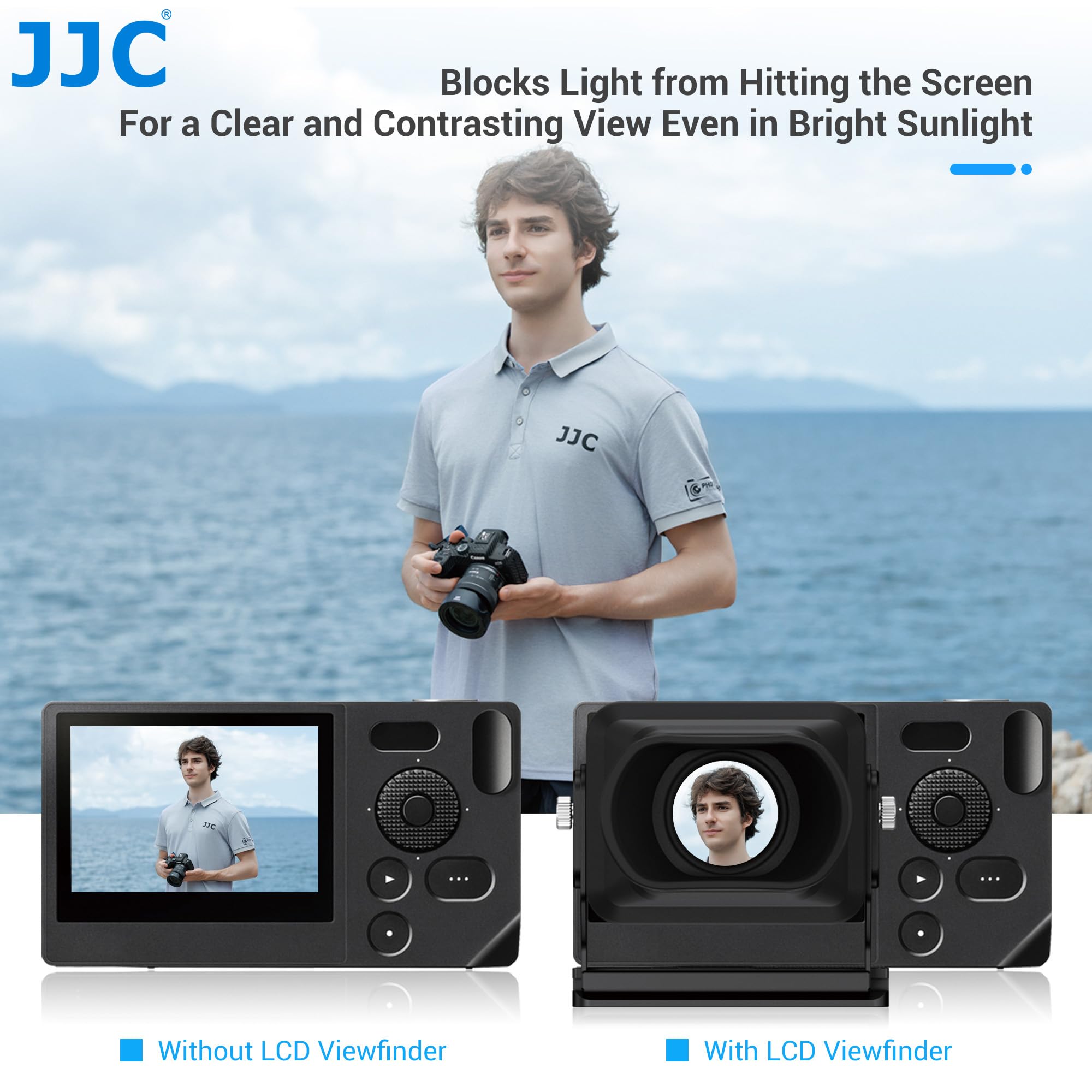 JJC Wizjer LCD z 3-krotnym powiększeniem, kompatybilny z Sigma BF, długi wizjer z płytką szybkiego zwalniania typu Arca, kompatybilny z klipsem do kamery Peak Design V3, osłona przeciwsłoneczna ekranu