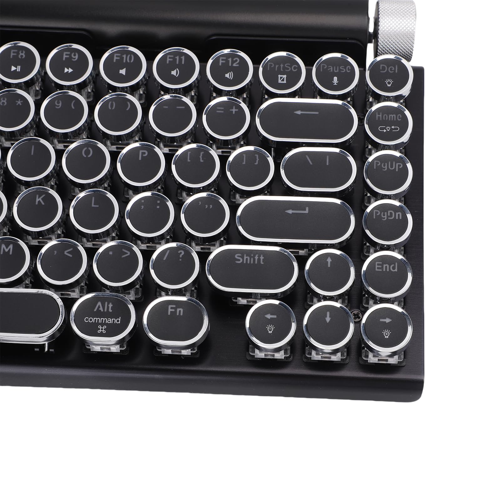 Tonysa Tastiera Meccanica retrò, Tastiera Bluetooth/Wired -scrittrice, Tasti Rotondi, modalità di Retroilluminazione 14, Compatibili con PC/tablet (Punk Metal Frame Design) (BLACK)