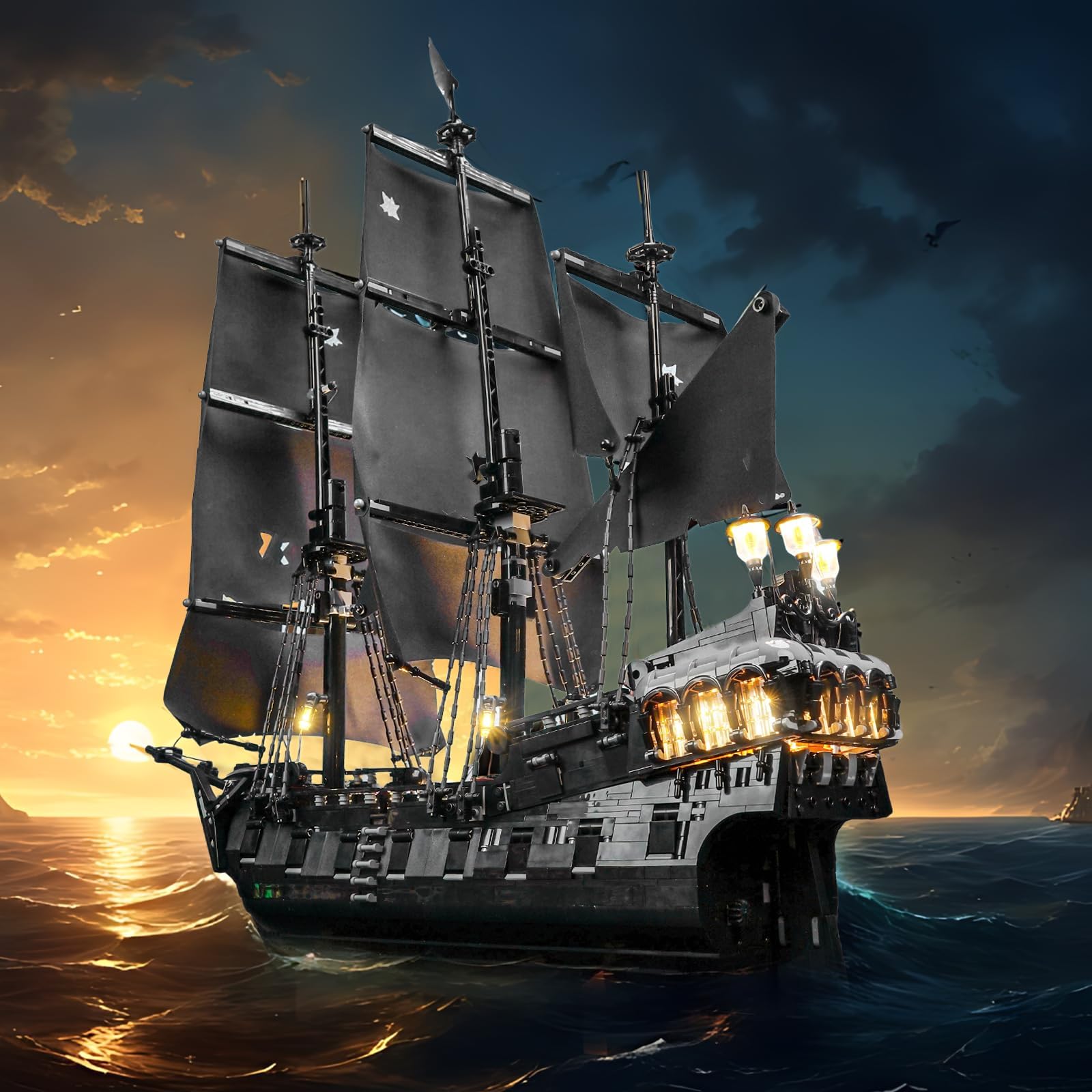 LocoLee Kit luci compatibile con Lego 10365 Capitan Jack Sparrow's Pirate Ship - Nessun modello solo luce, accessori per illuminazione a LED compatibili con icone Lego Black Pearl (versione standard)