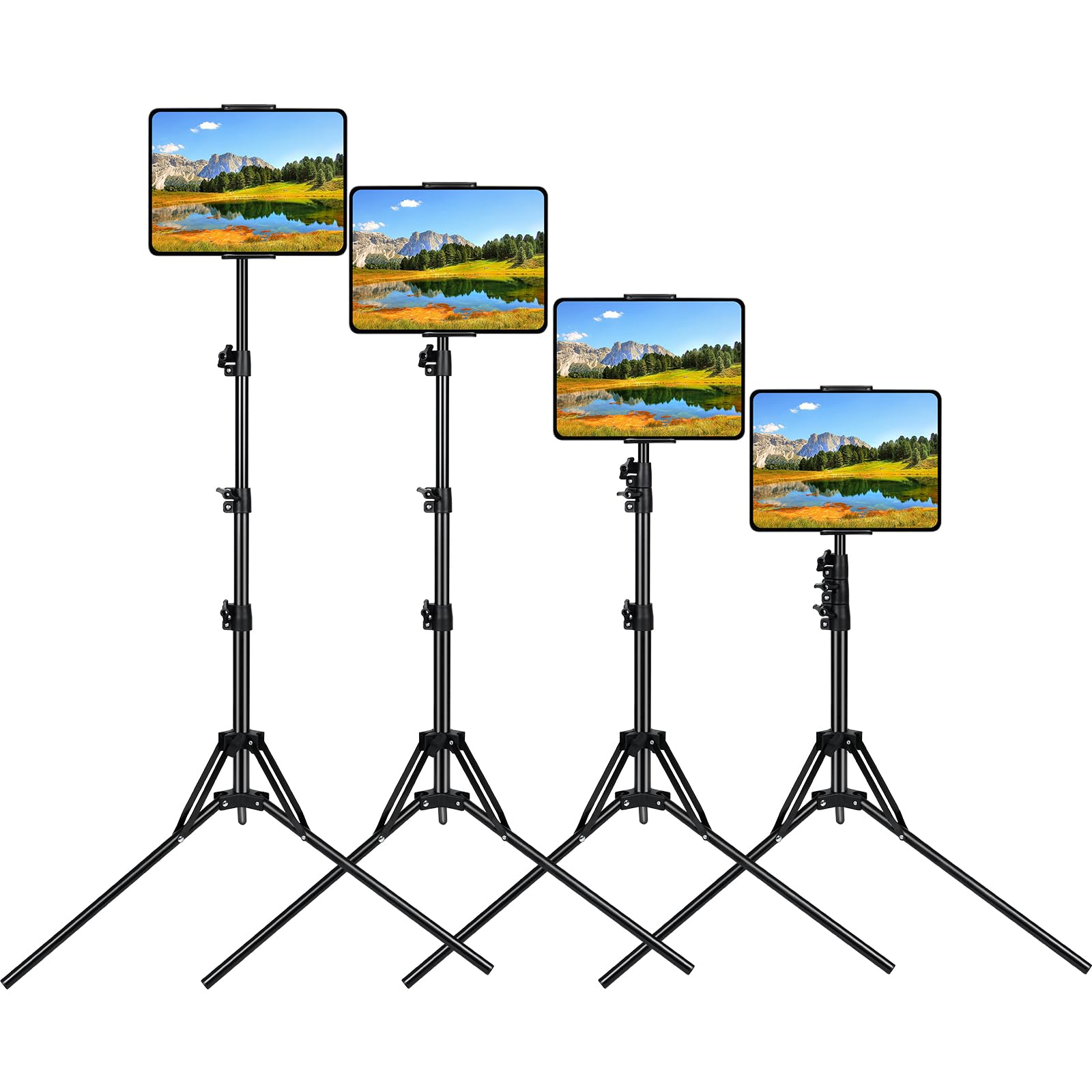 タブレット 三脚 スタンド 両用 スマホ オンライン授業 寝ながら 頑丈なアーム付き 360回転 土台強化 安定性ベット 対応 4.7~12.9 インチ for iPad pro、Kindle、android surface、Fire HD8、N-Switch、iPhone 16 15 14 多機種対応