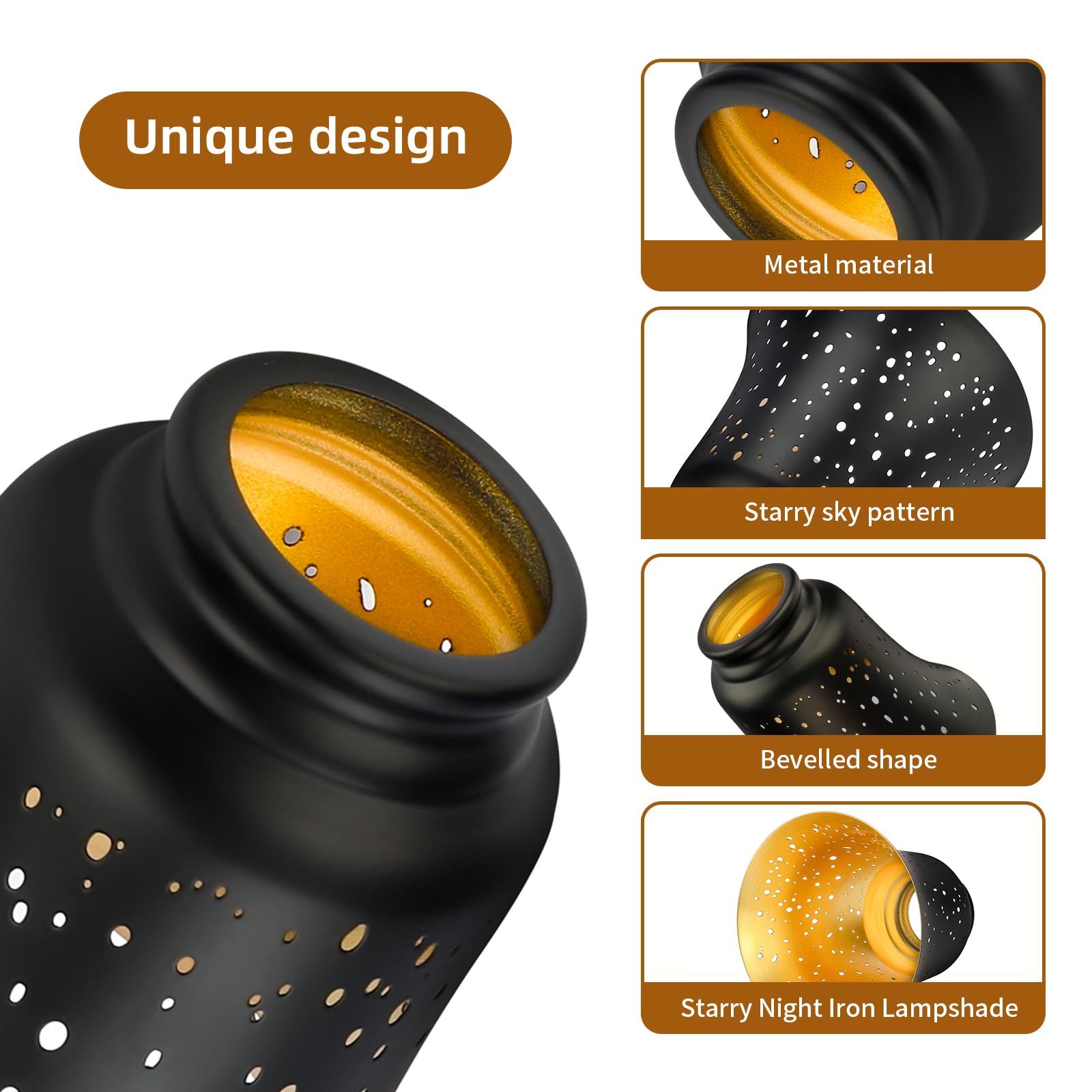 Fundas para ventilador de techo, 4 pantallas de repuesto para lámpara colgante con ajuste de 1-5/8 pulgadas, ALUCSET de 4.5 pulgadas de altura y 4-3/4 pulgadas de diámetro, cubierta de metal en forma
