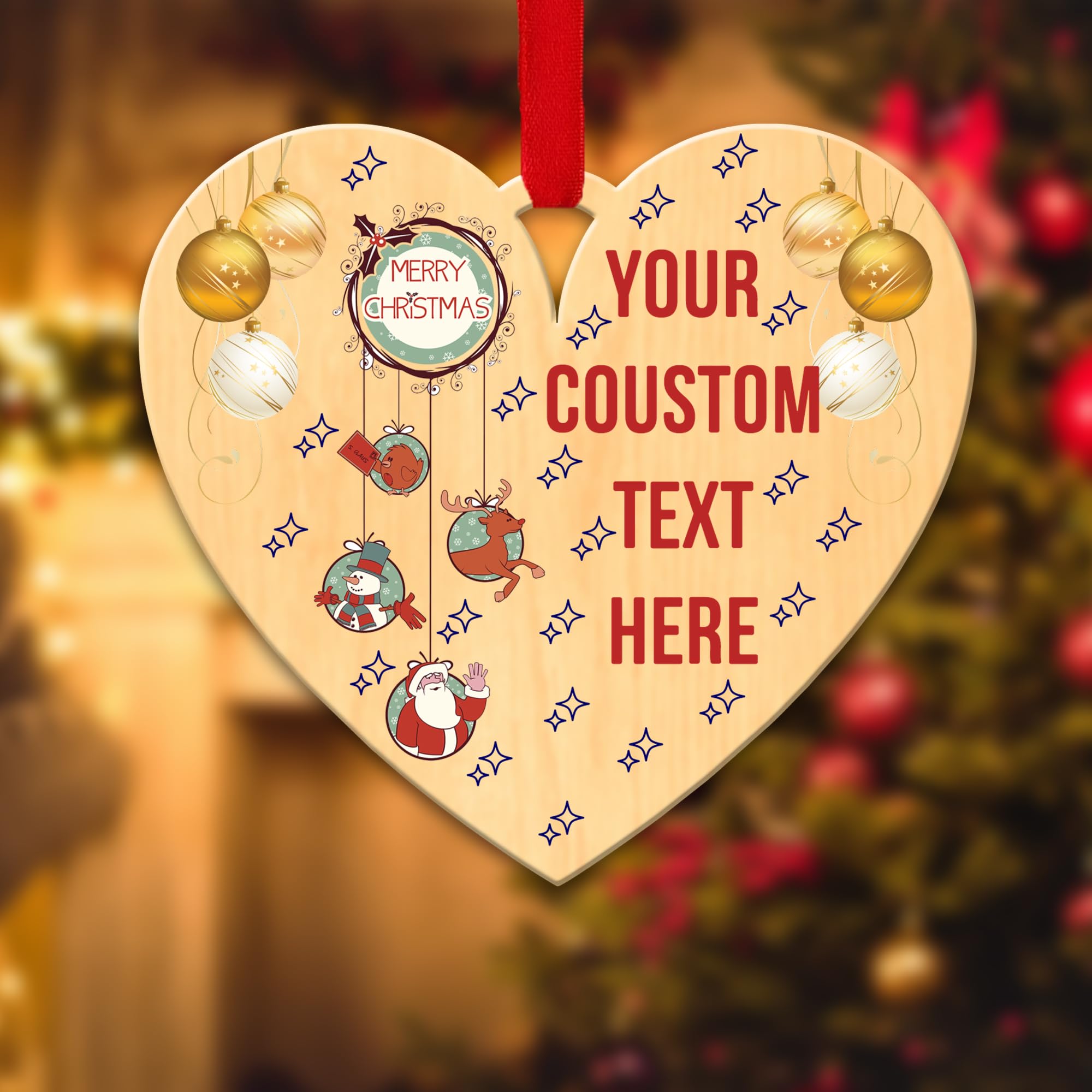 Kreatesquare Design-6 Personalised Christmas Tree Decorations Baubles With Any Custom Text | Acrylic Xmas Tree Decoration Hanging Ornaments | Personalised Bauble Gifts For Xmas Decorations