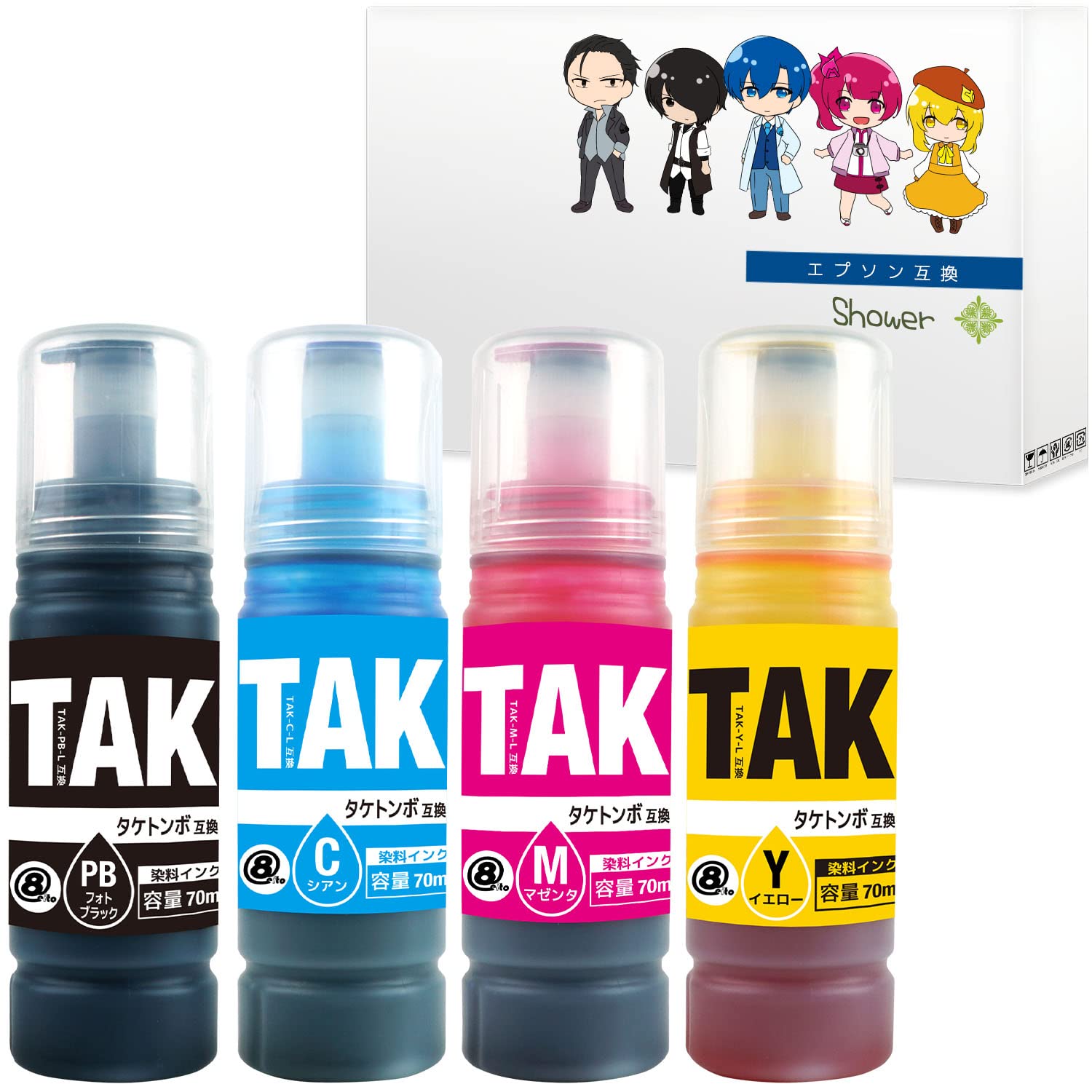 Amazon.co.jp: エプソン用最優良互換インクボトル TAK-L(PB/C/M/Y) 4 