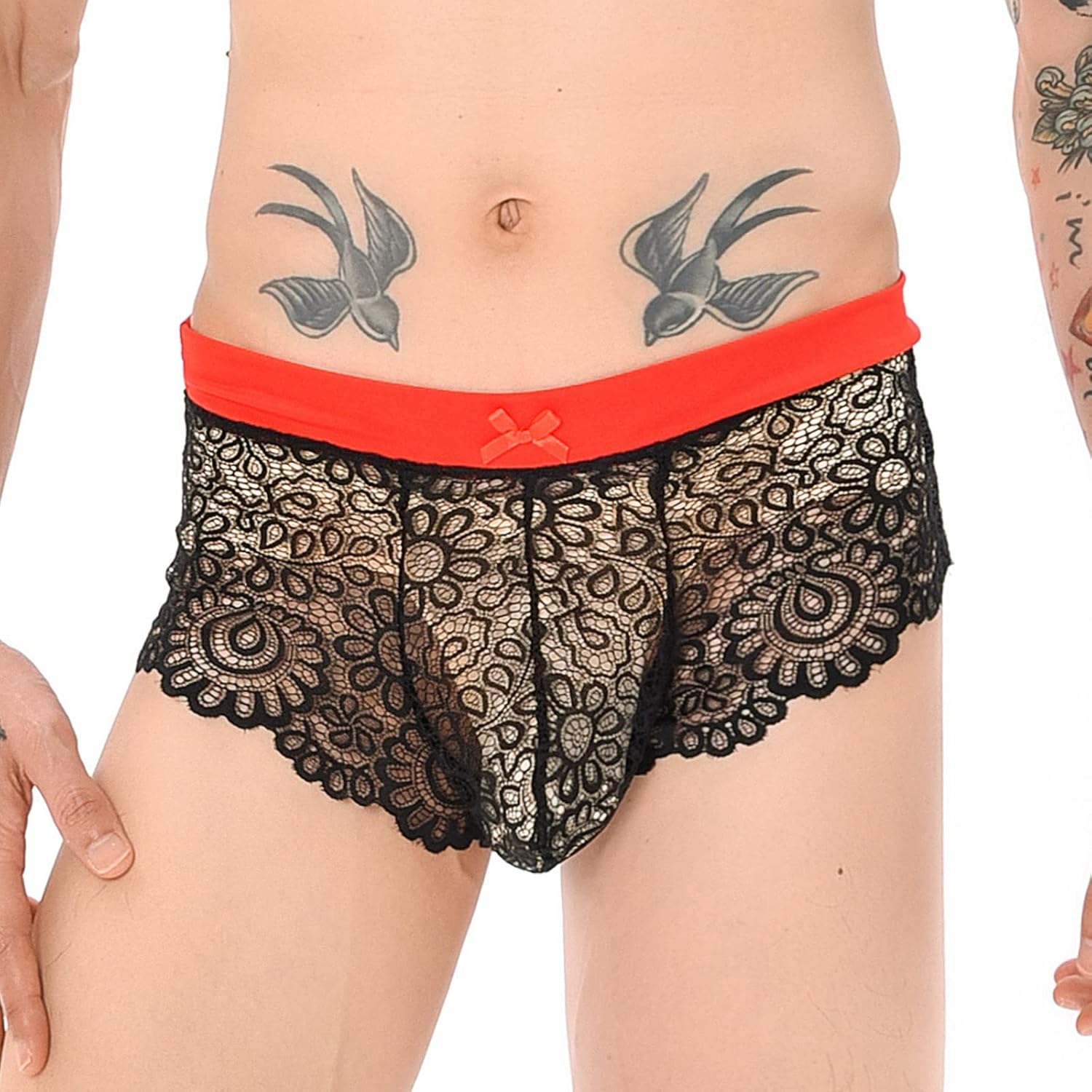 FreeNFond Mens Lingerie Sissy Lace Bra Panties Set with Bowknots Stockings 3Pcs Crossdressers Nightwear FreeNFond Mens Lingerie Sissy Lace Bra Panties Set with Bowknots Stockings 3Pcs Crossdressers Nightwear