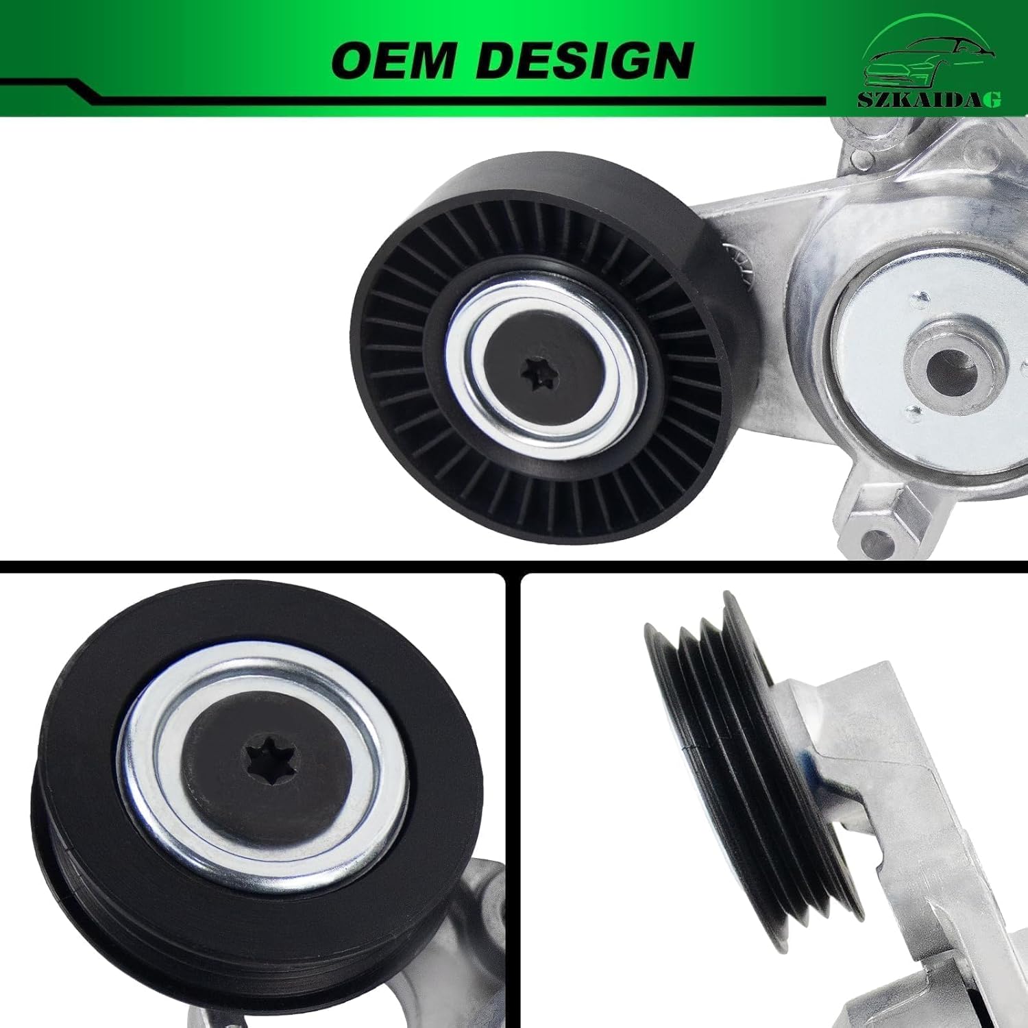 Belt Tensioner Assembly with 2 Pulley for:-Toyota Camry 2010 2011 2.5L, Power Steering Position, Drive Belt Tensioner OE# 166010V010 39095 16601-0V010 49437 SK89659 89659