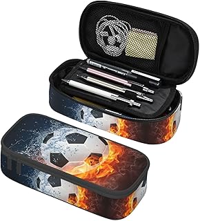Soccer Ball Cool Sport Pencil Case Big Capacity Storage Pencil Pouch Stationery Bags With Zipper Portable Pen Holder Box Organizer For Boys Girls Teens Student College School Office Supplies