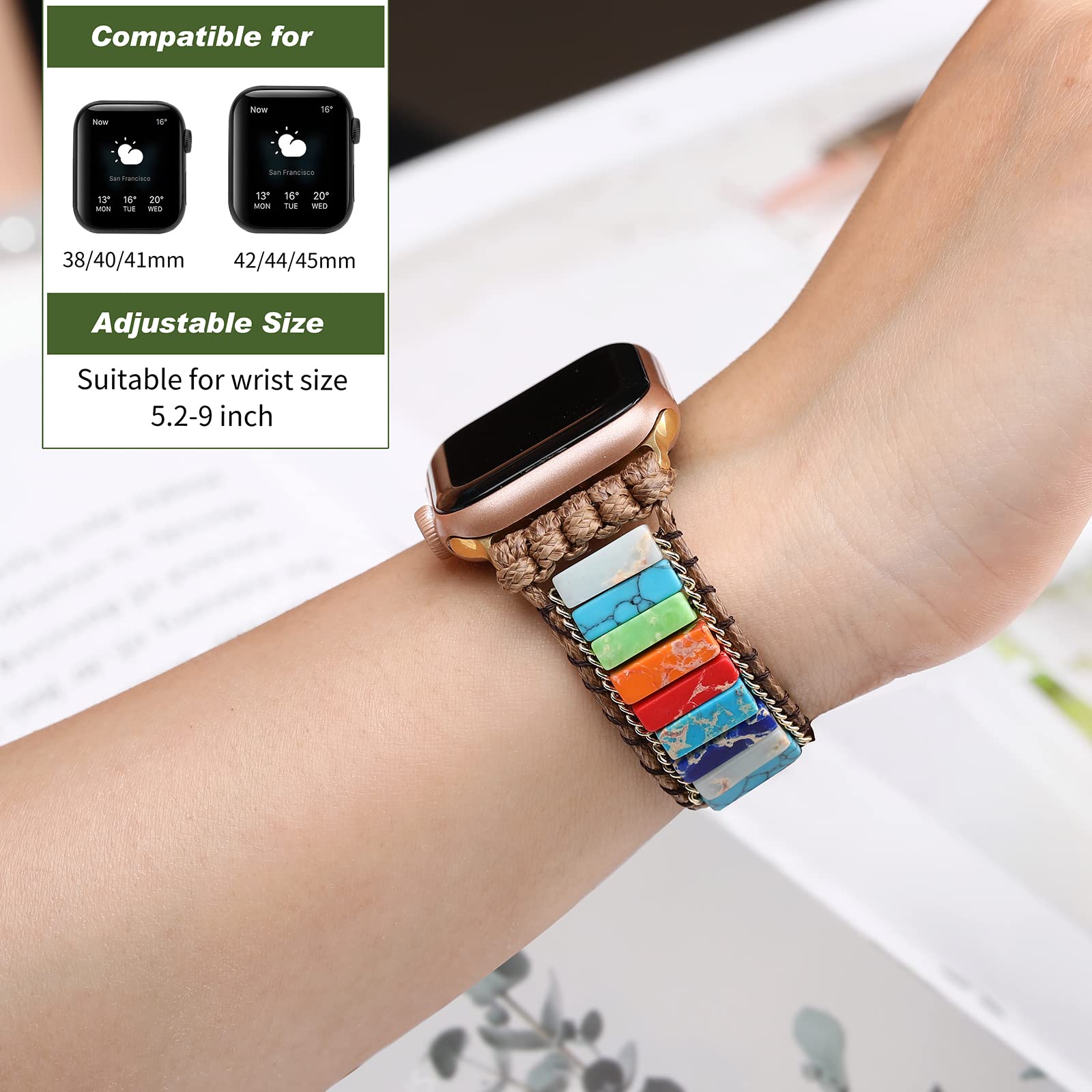 CHARMINGO Boho Bracelet Compatible with Apple Watch Band Beaded 38mm40mm41mm 42mm44mm45mm Women - Image 4