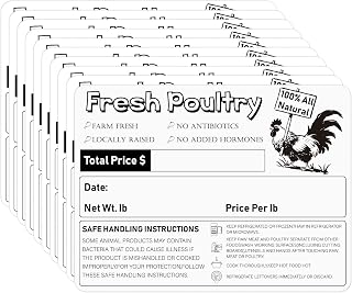 60PCS Poultry Freeezer Labels with Safe Handling Instructions,Chicken Freezer Labels for Heat Shrink Chicken Bags,Small-Scale Poultry Processors,Small Producers and Growers(4"x3")