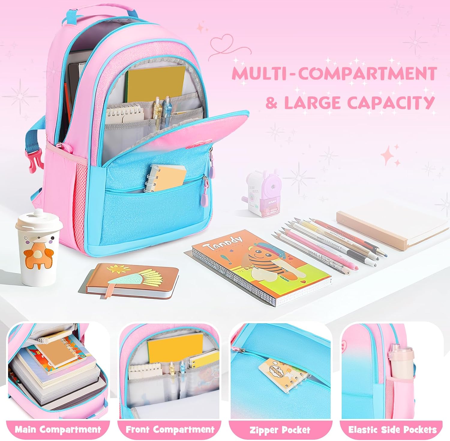 15 Inch Kids Backpack Girls 13oz