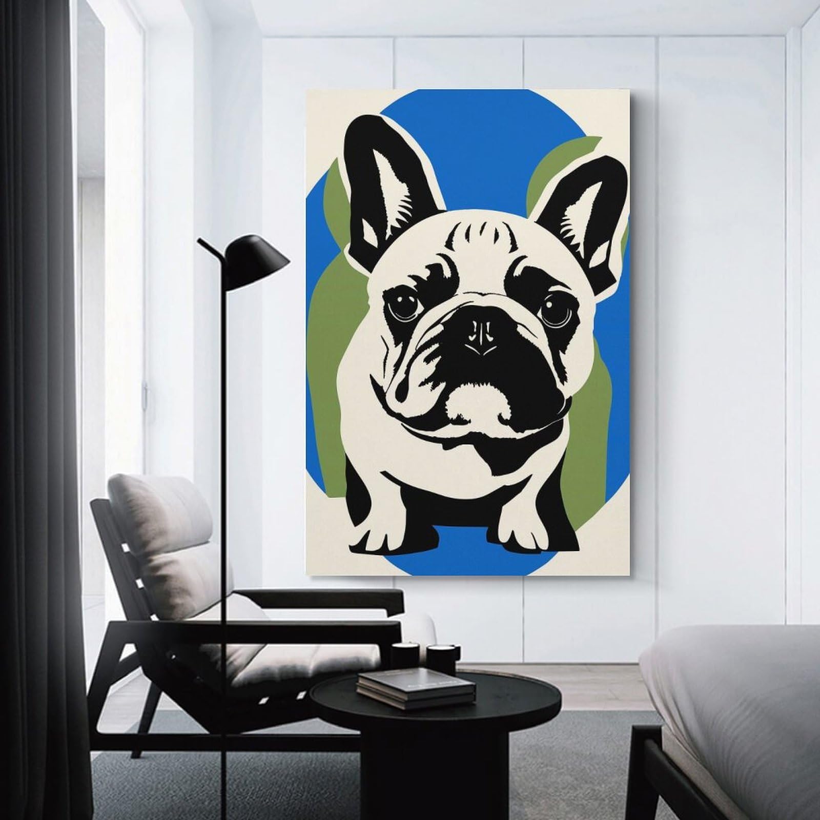 Junmoney French Bulldog(2) Room Decor Wall Art 24x36inch(60x90cm), for Entrance Spaces, Stair Walls Or Halls, A Neat Decor Update for Hallways