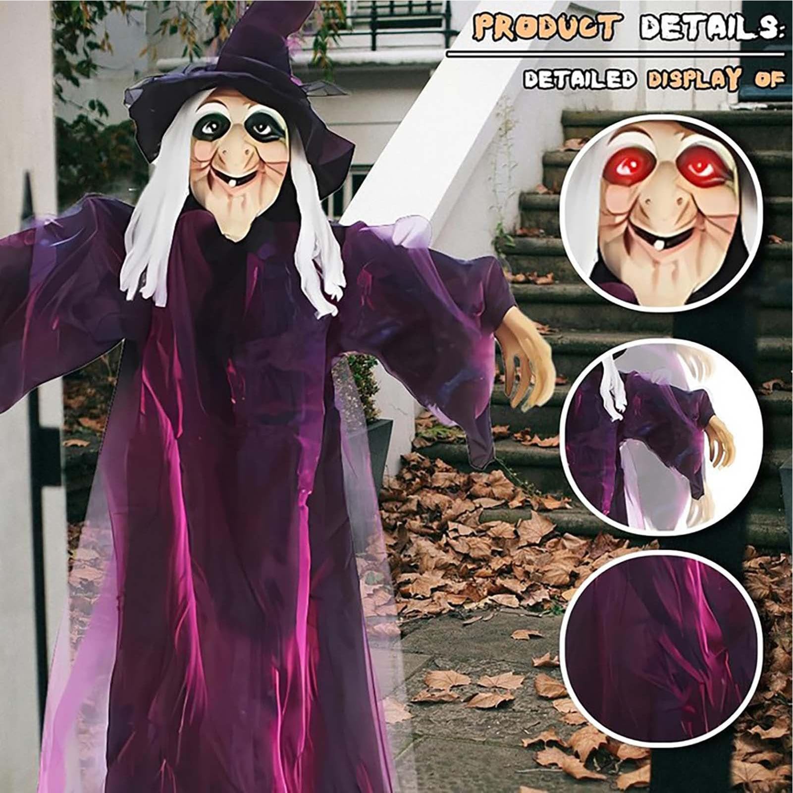 Amazon.co.jp: 空飛ぶ魔女の装飾 | 怖いサウンド効果のある6フィートの