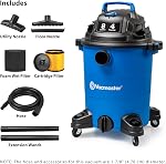 Vacmaster 4 Hauteur maximale HP 8 Gallon Aspirateur sec humide Léger Suction puissante Boutique sous vide avec fonction de souffleur pour les cheveux de chien, Garage, Voiture,Accueil & Atelier
