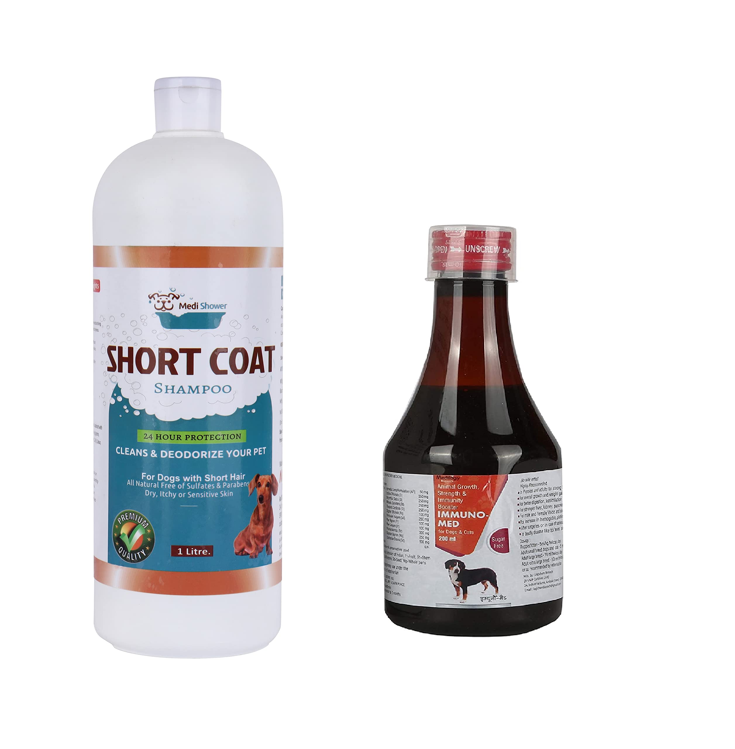 Medilogy Biotech Dog Shampoo Short Coat 1Litre and Immunomed 200ml Combo (B0838KWC12) Amazon Price History, Amazon Price Tracker