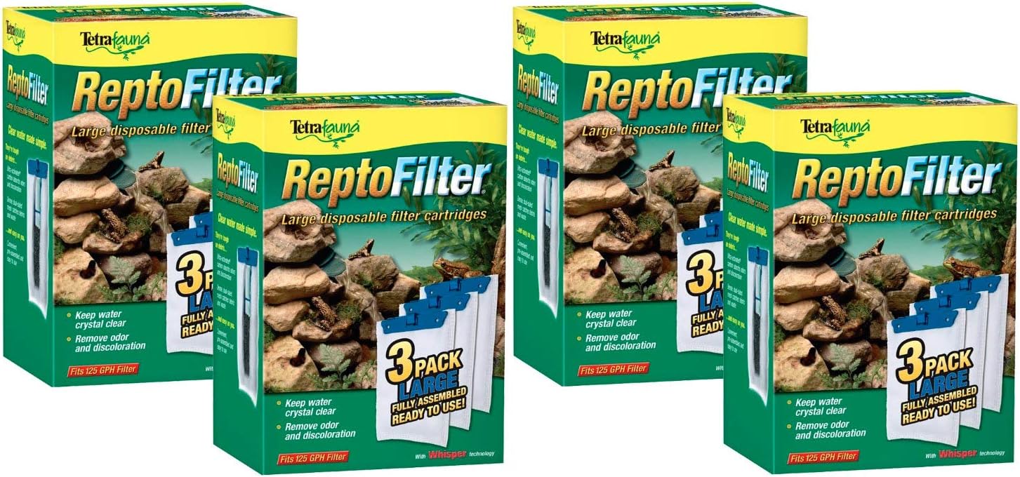 Tetra ReptoFilter Filter Cartridges, Large - 12 Total Cartridges (4 Packs with 3 per Pack)