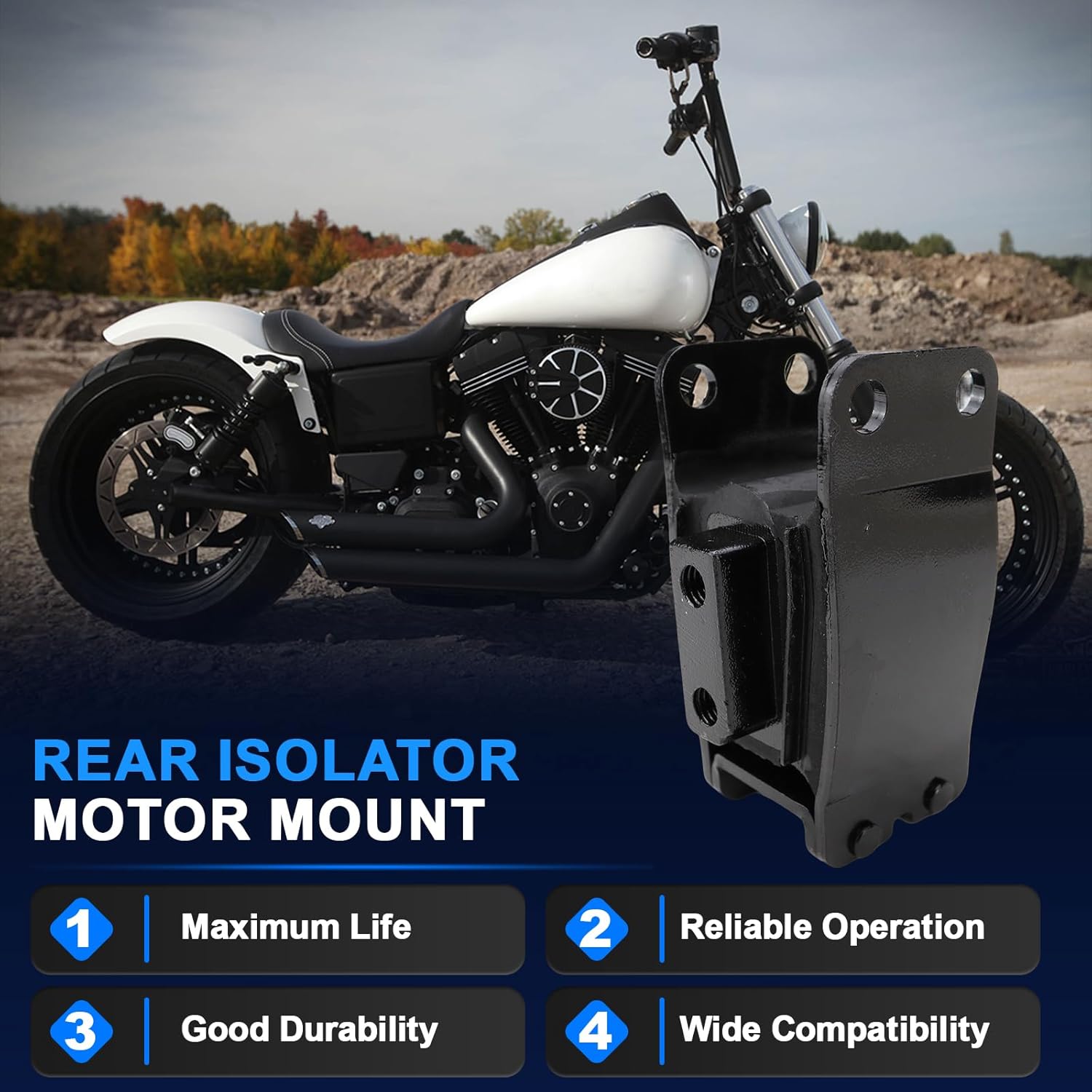 Rear Isolator Motor Mount Compatible with Harley Dyna FXDL Low Rider FXDB Street Bob FXDF Fat Bob FXDWG Wide Glide FXD Super Glide FLD Switchback 1991-2017 Replaces 47564-99