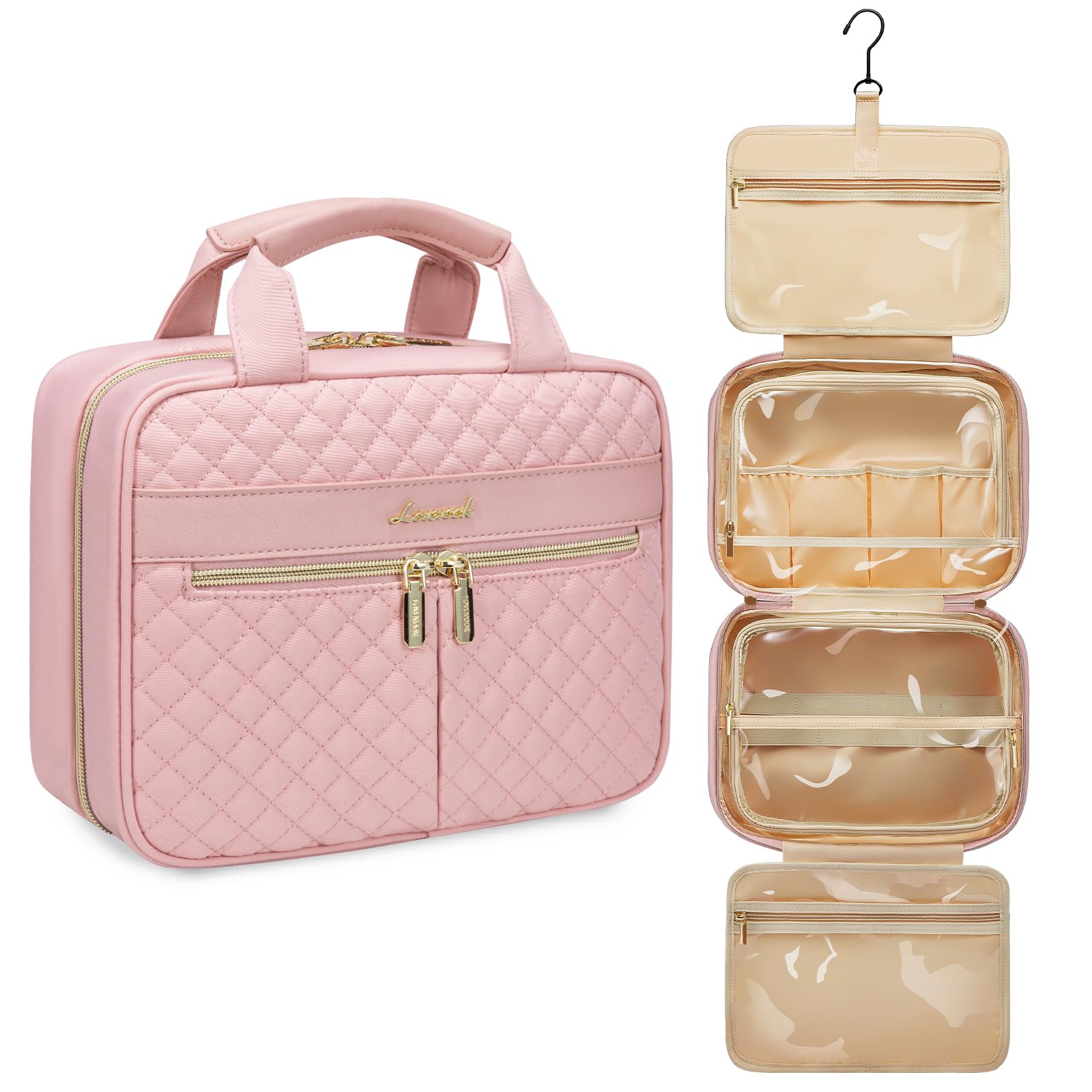 LOVEVOOK Neceser grande para mujer, bolsa de aseo para colgar, bolsa de viaje, bolsa de cosméticos, bolsa de aseo para colgar para mujer, bolsa de aseo grande, bolsa de lavado impermeable, bolsa de