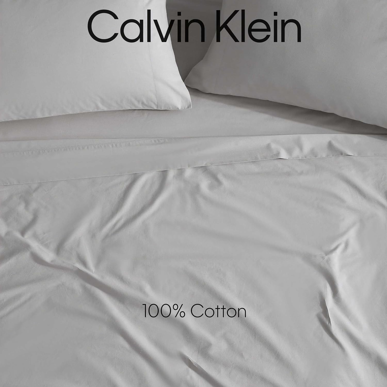 Calvin Klein - King Bed Sheets, Long-Staple Cotton Bedding with Matching Pillowcases, Enhanced Cooling Treatment, Oeko-Tex Certified (Grey)