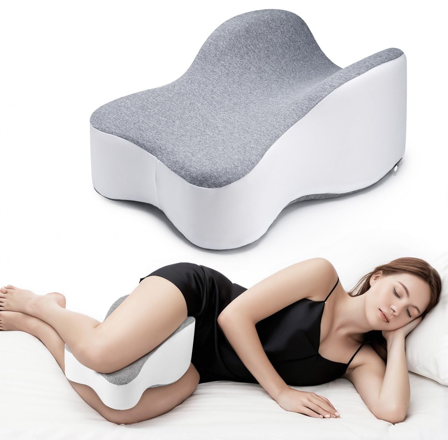 PGPBVLVGHM Long Knee Pillow for Side Sleeper Fully Support Thighs and Knees for Sciatica, Back, HIPS, Knees, Joints Pain Relief - Leg Pillow for Side Sleeping Between Legs Aligns Spine