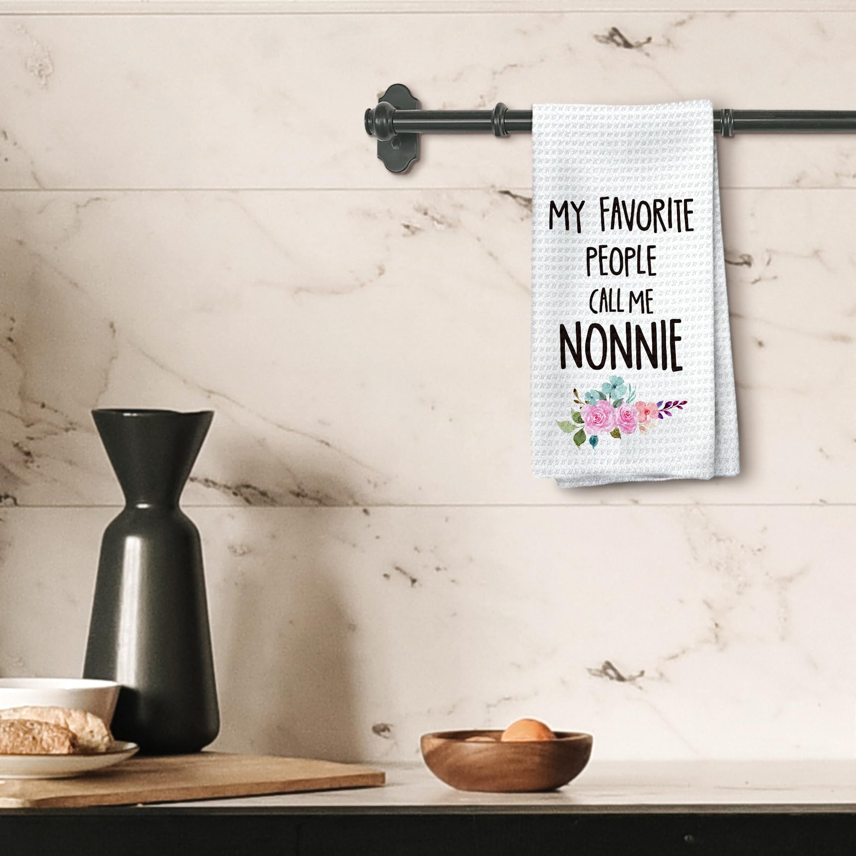 Nonnie Gifts Kitchen Towels, Grandma Gifts Hand Towels, NonnieGrandma Christmas Mother's Day Gift Dish Towel Tea Towel for Kitchen, Nonnie Grandmas Gift from Grandkids, 16x24inch